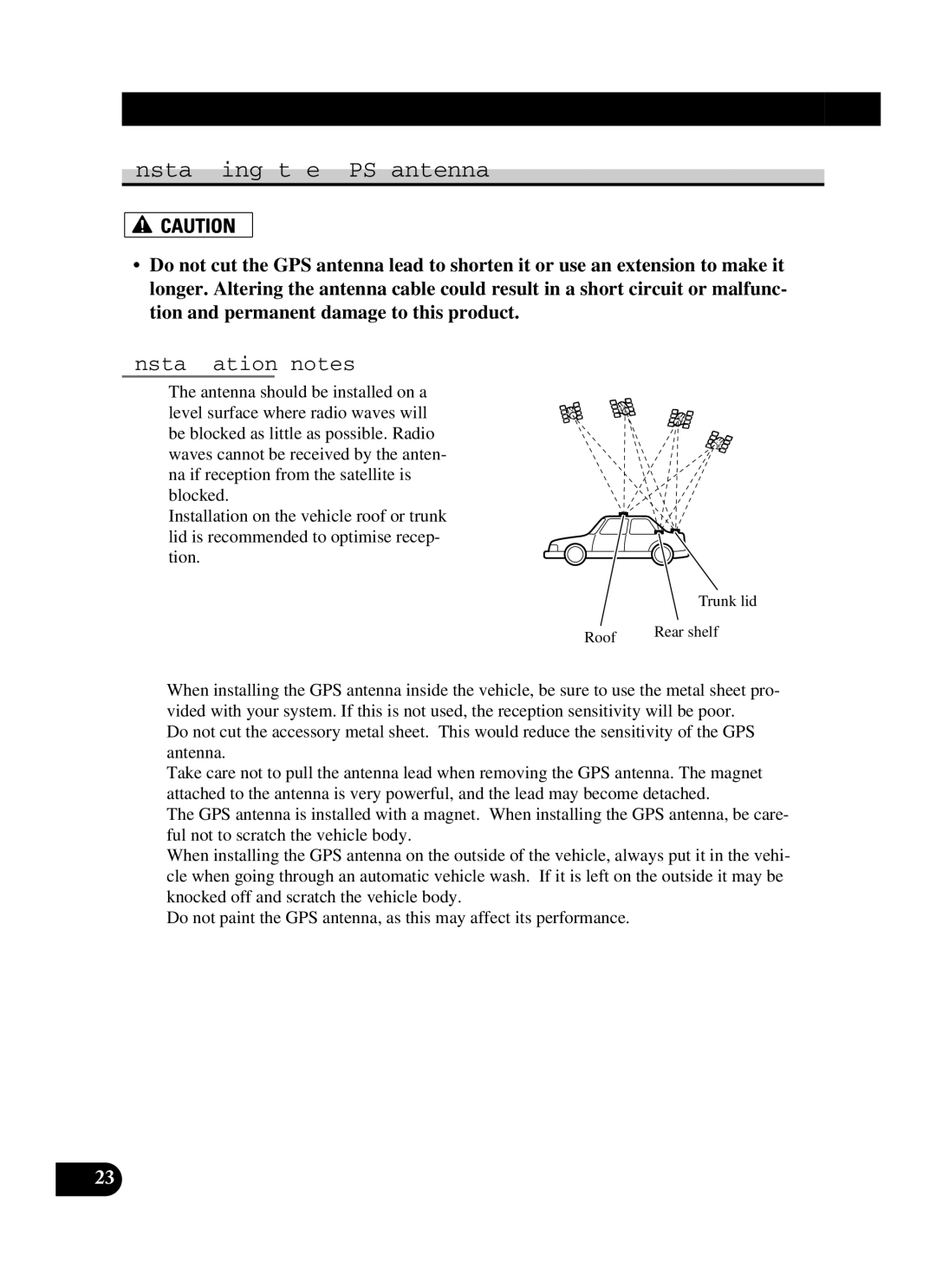 Pioneer AVIC-D2 installation manual Installing the GPS antenna, Installation notes 