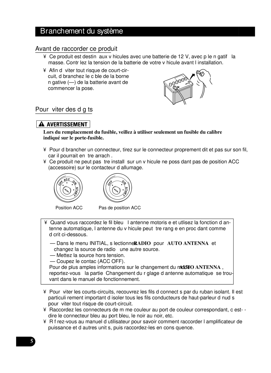 Pioneer AVIC-D2 installation manual Avant de raccorder ce produit, Pour éviter des dégâts 