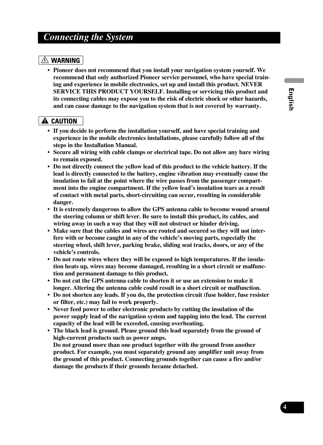 Pioneer AVIC-D2 installation manual Connecting the System 