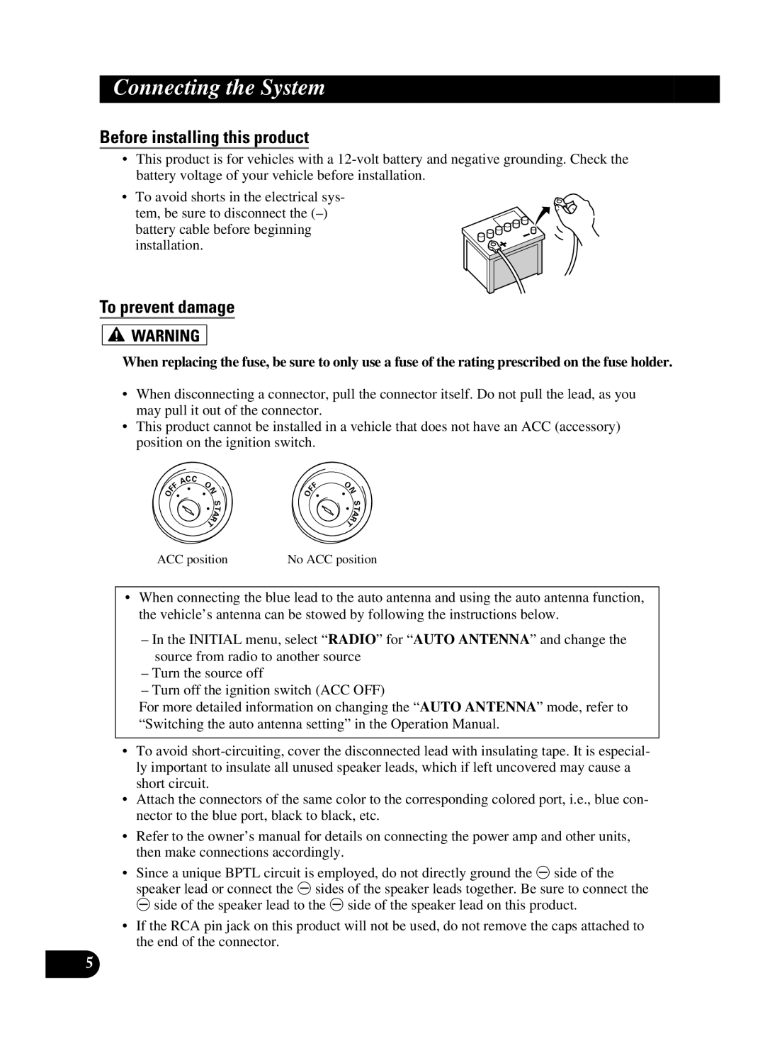 Pioneer AVIC-D2 installation manual Before installing this product, To prevent damage 