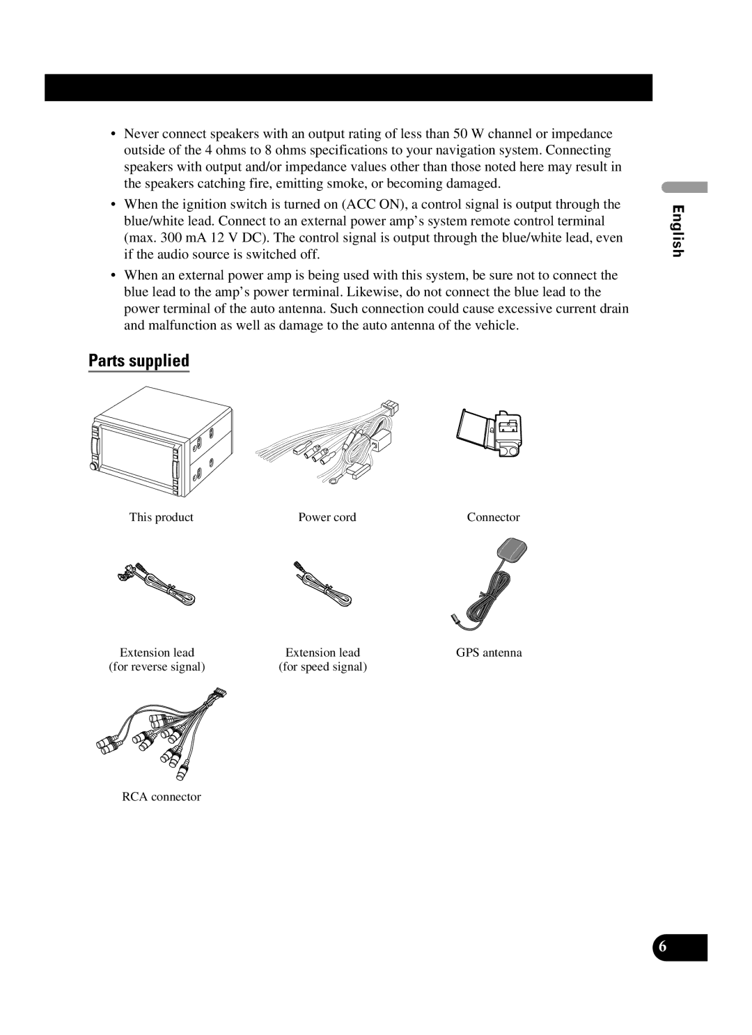 Pioneer AVIC-D2 installation manual Parts supplied 