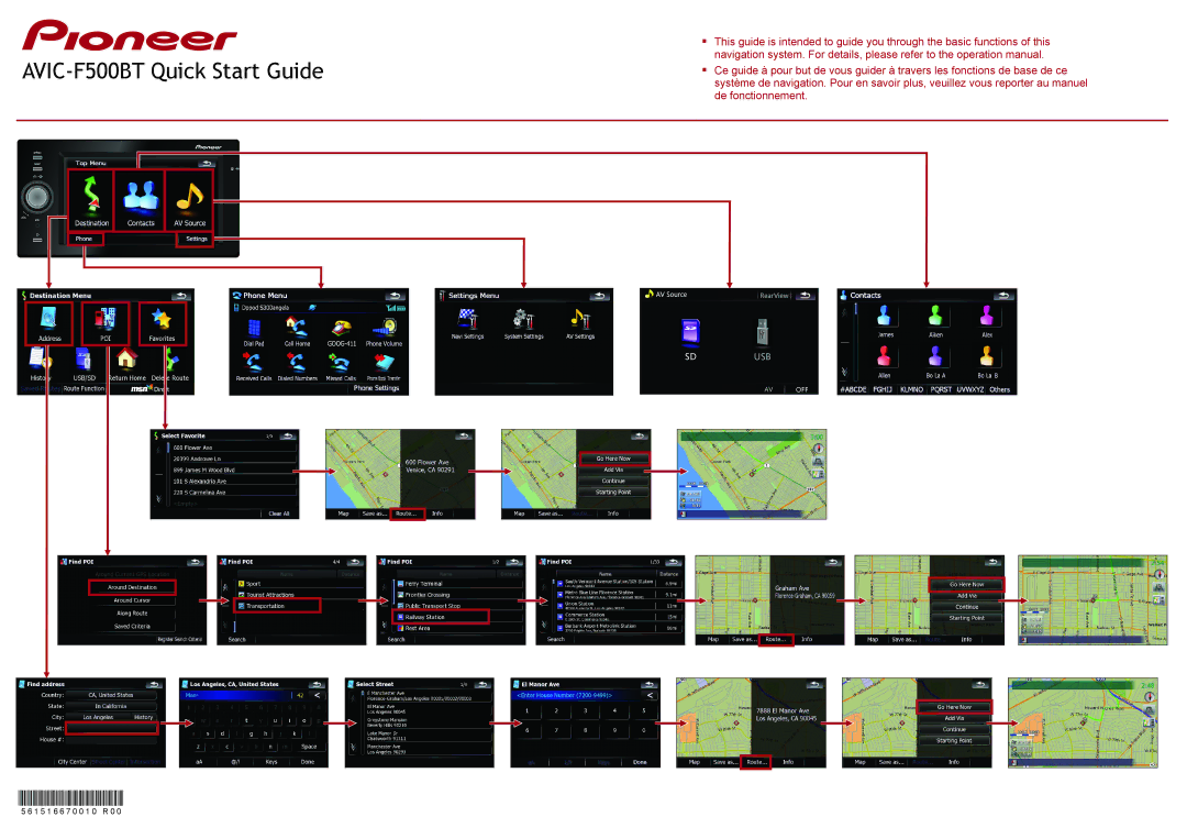 Pioneer Avic-F500BT quick start AVIC-F500BT Quick Start Guide 