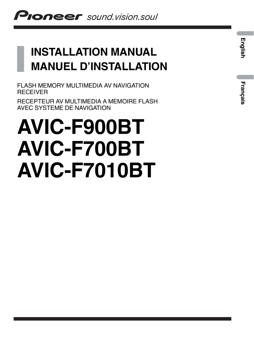 Pioneer installation manual AVIC-F900BT AVIC-F700BT AVIC-F7010BT 