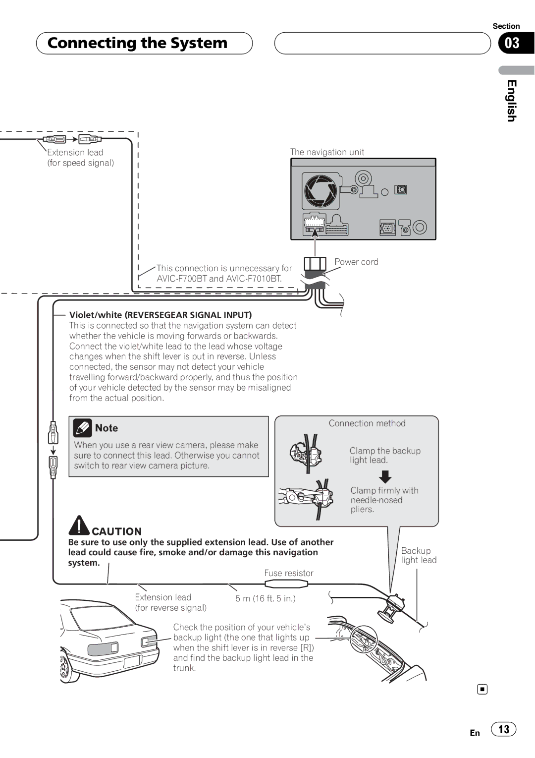 Pioneer AVIC-F7010BT installation manual Violet/white Reversegear Signal Input 