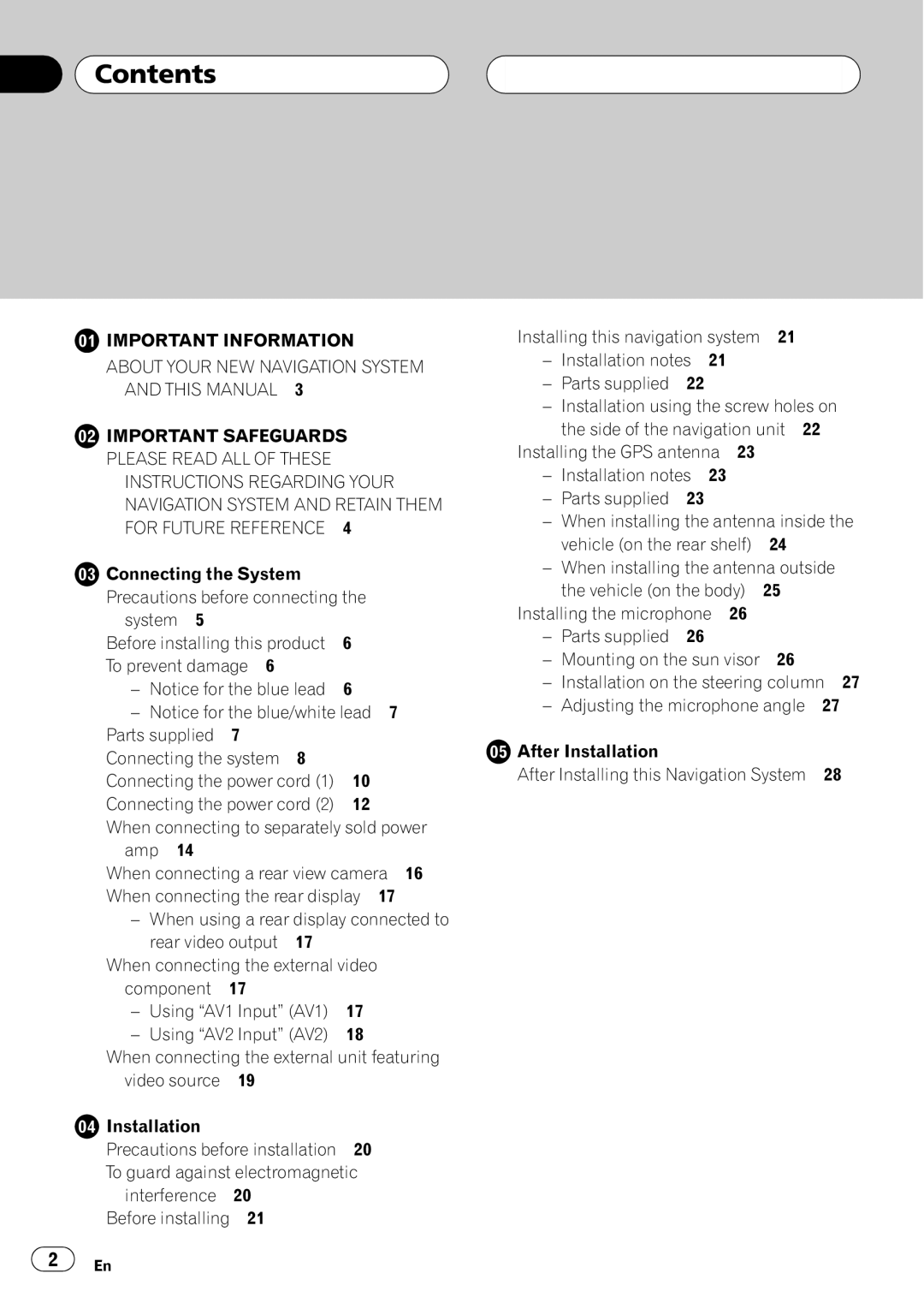 Pioneer AVIC-F7010BT installation manual Contents 