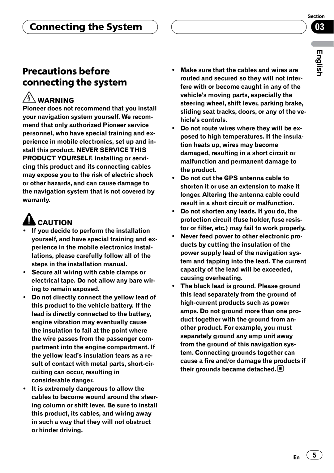 Pioneer AVIC-F7010BT installation manual Section 