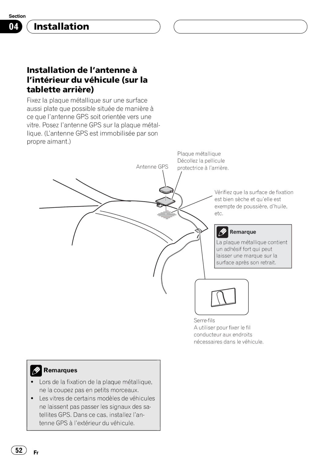 Pioneer AVIC-F7010BT installation manual Remarque 