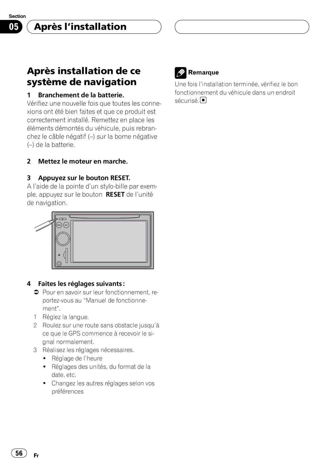 Pioneer AVIC-F7010BT installation manual 56 Fr 