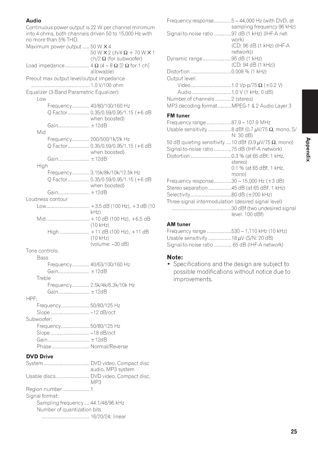 Pioneer AVIC-N1 manual Audio 