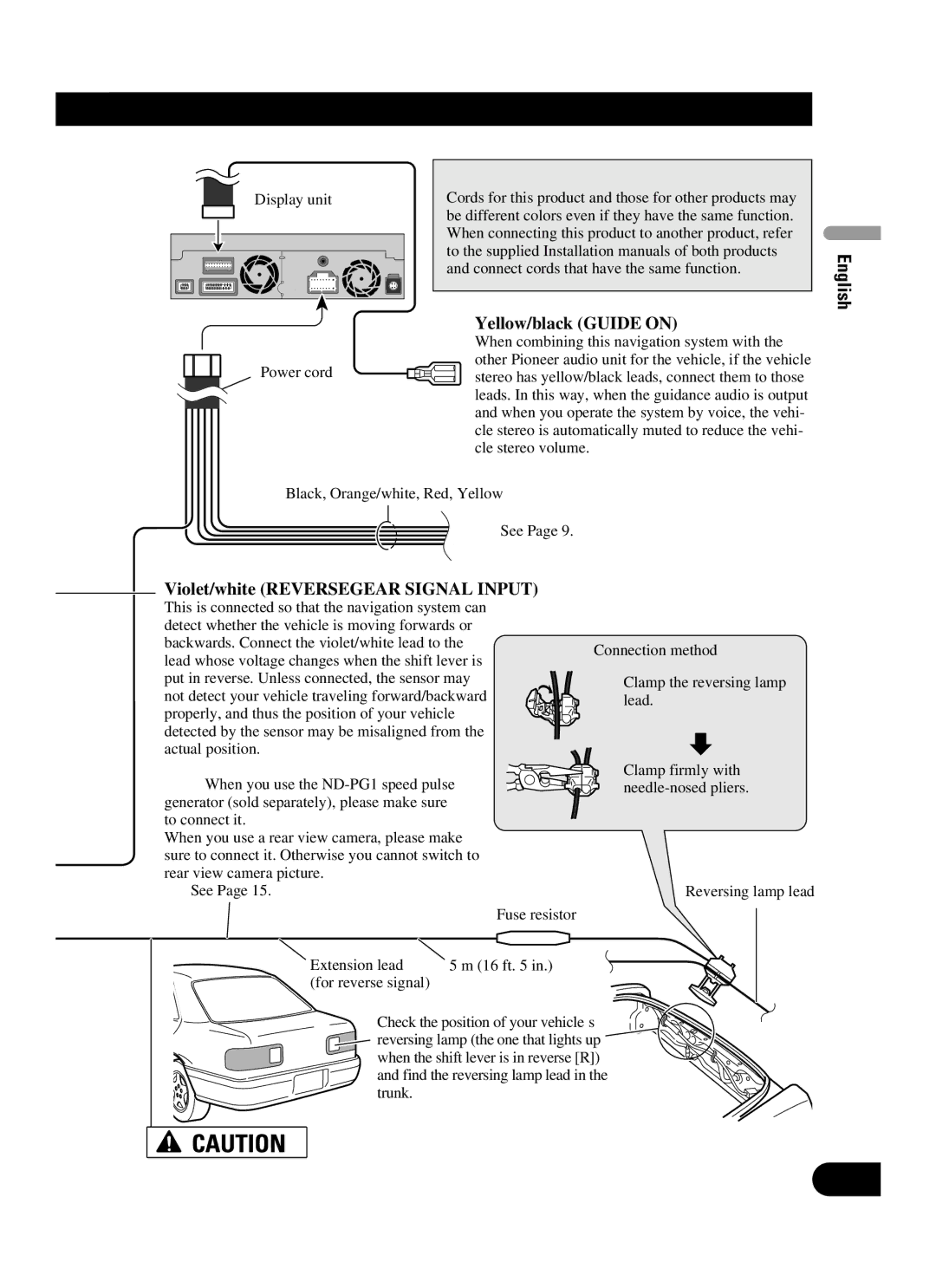 Pioneer AVIC-N3 installation manual Yellow/black Guide on 