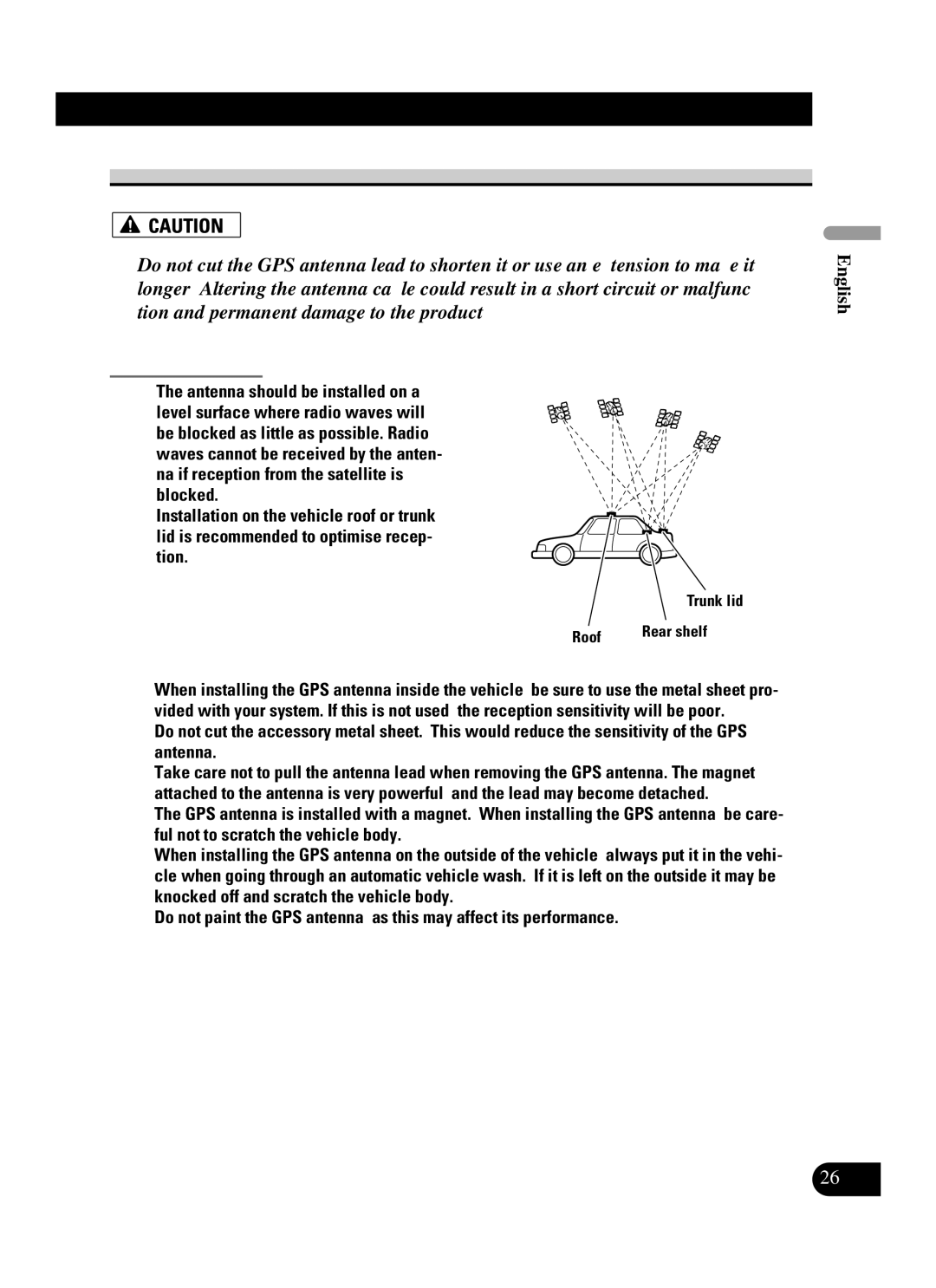 Pioneer AVIC-N3 installation manual Installing the GPS antenna, Installation notes 