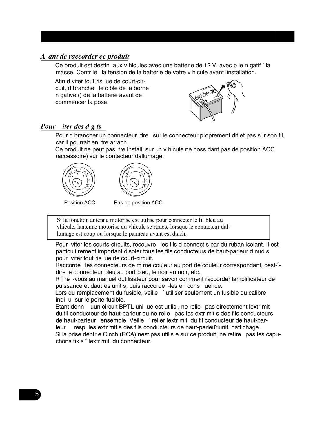 Pioneer AVIC-N3 installation manual Avant de raccorder ce produit, Pour éviter des dégâts 