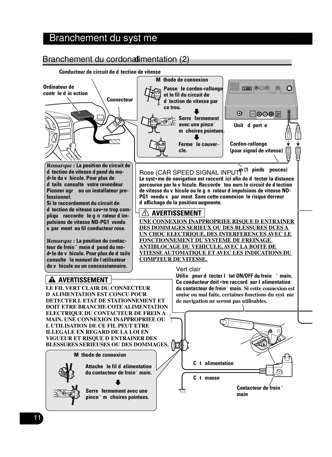 Pioneer AVIC-N3 installation manual Vert clair 