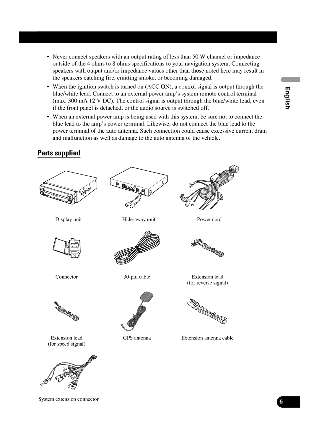 Pioneer AVIC-N3 installation manual Parts supplied 