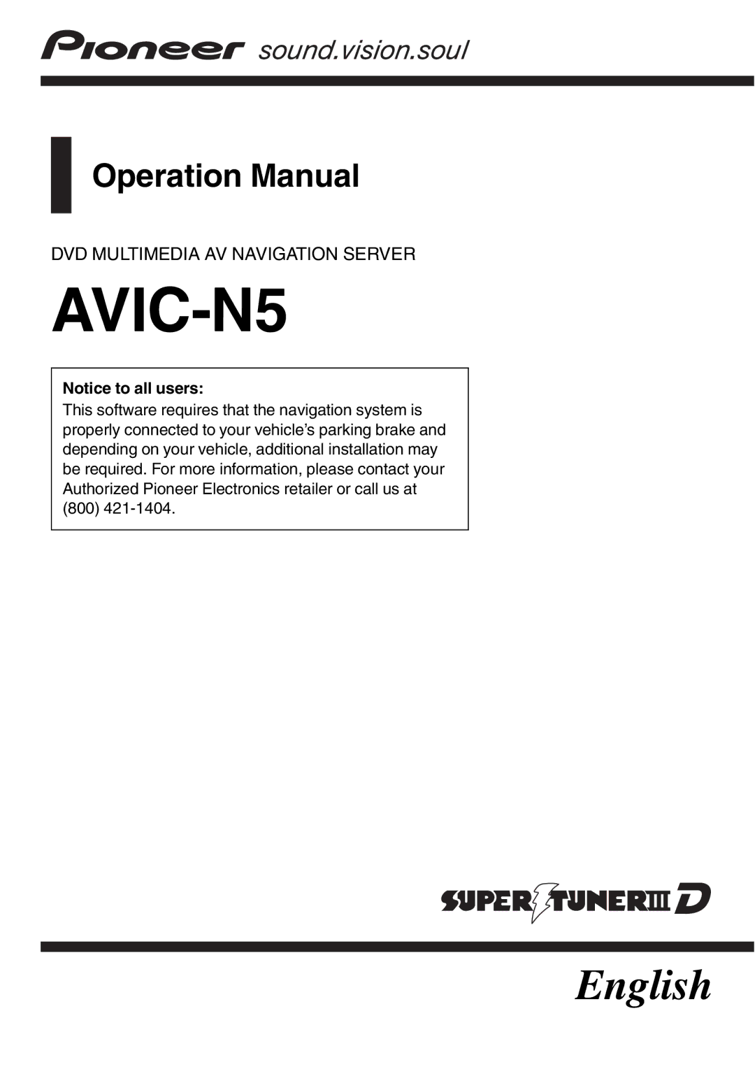 Pioneer AVIC-N5 operation manual 