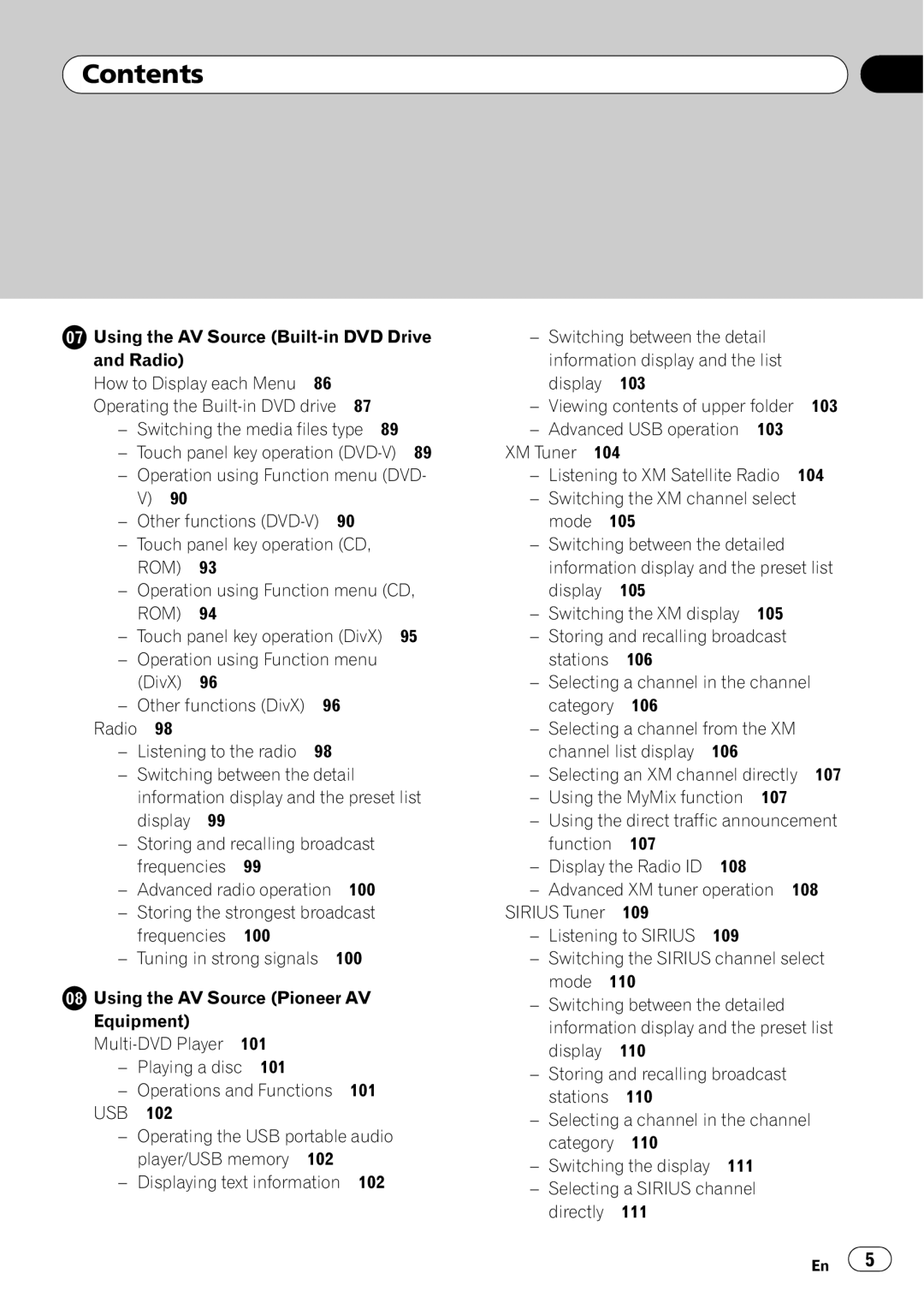 Pioneer AVIC-N5 operation manual Usb, 103 