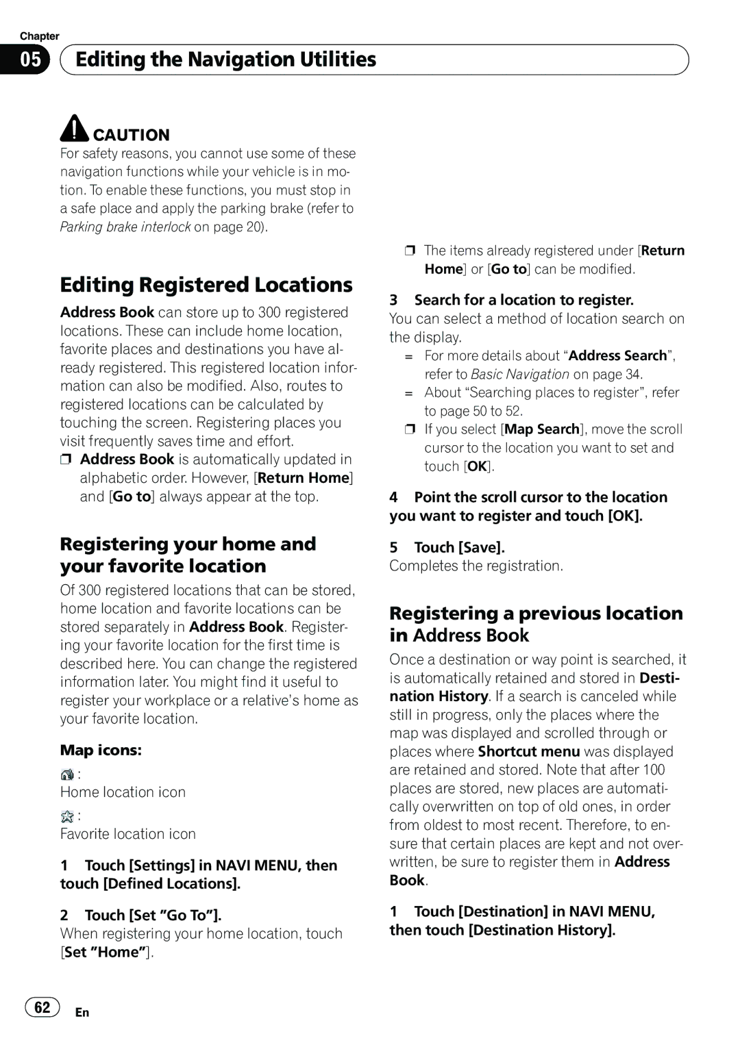 Pioneer AVIC-N5 operation manual Editing the Navigation Utilities, Editing Registered Locations 