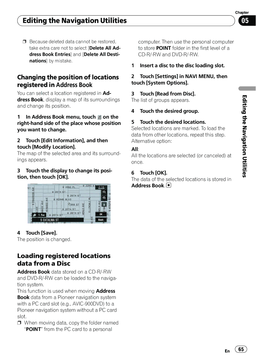 Pioneer AVIC-N5 operation manual Loading registered locations data from a Disc 