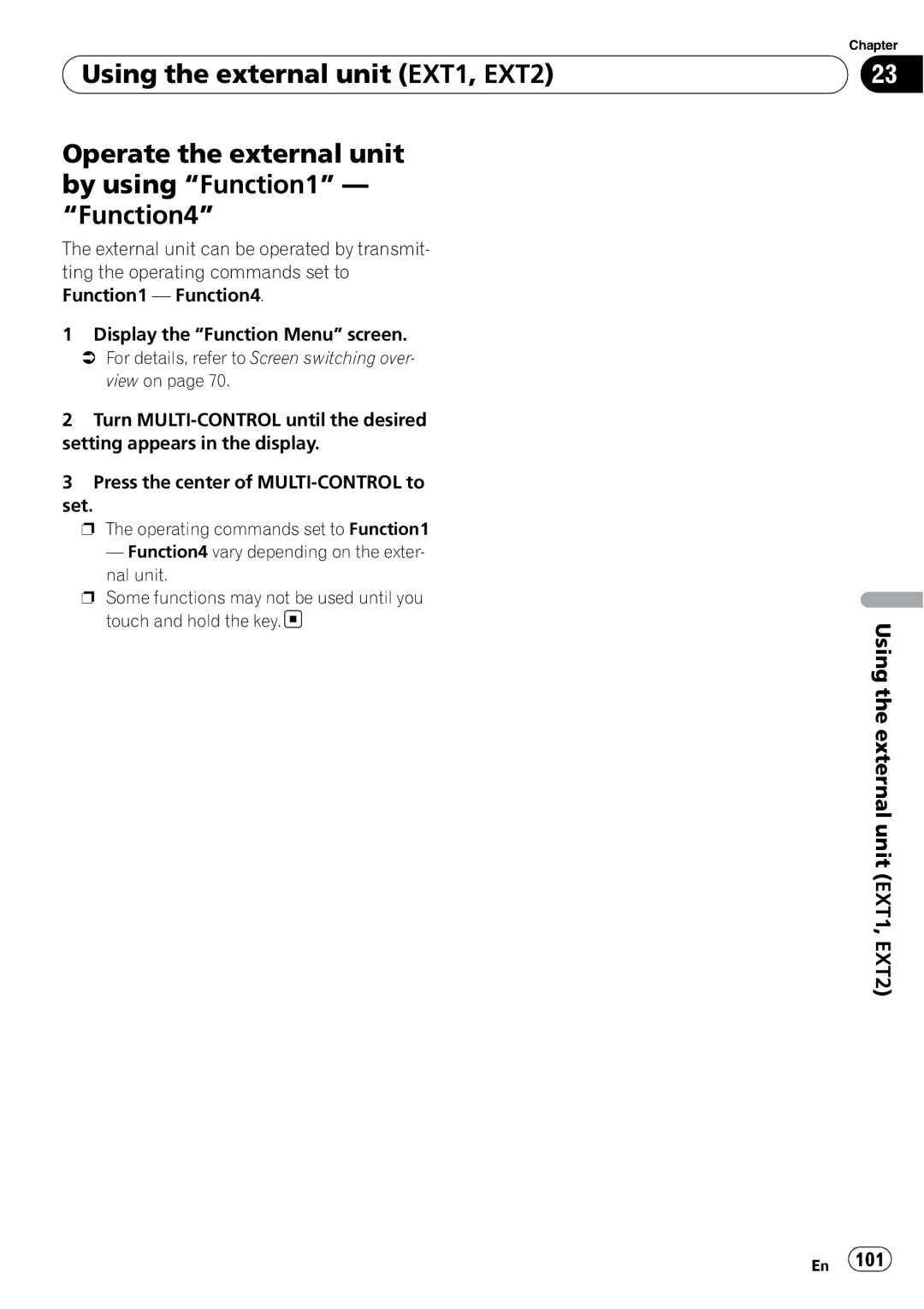 Pioneer AVIC-U310BT operation manual Using the external unit EXT1, EXT2 