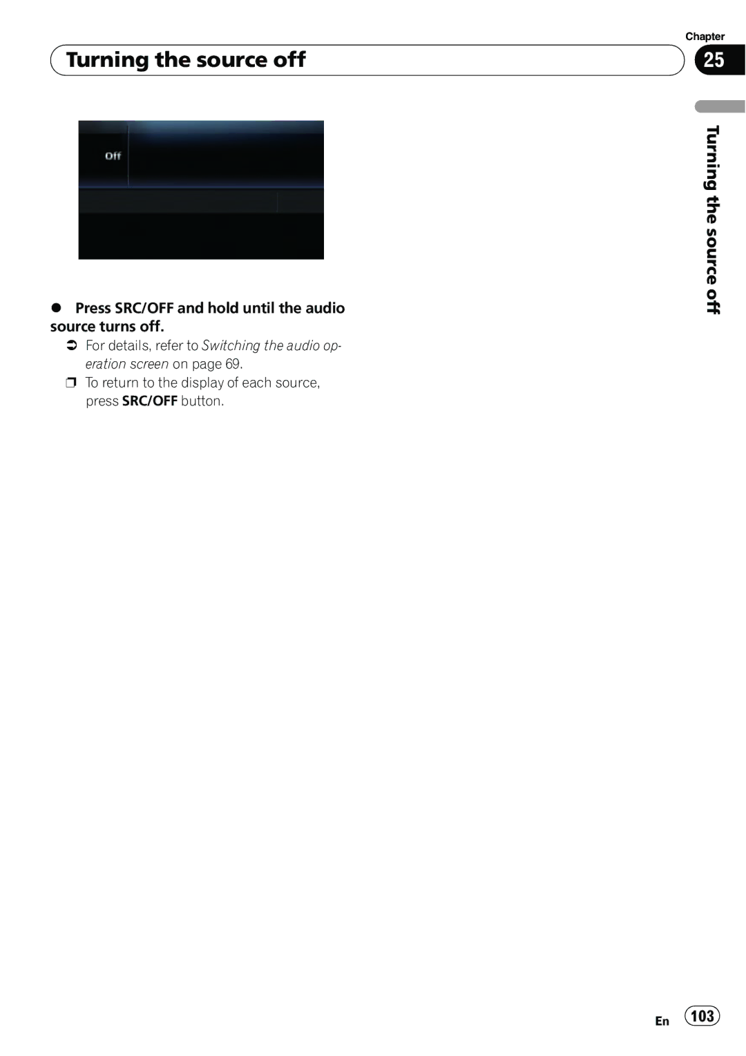 Pioneer AVIC-U310BT operation manual Turning the source off 