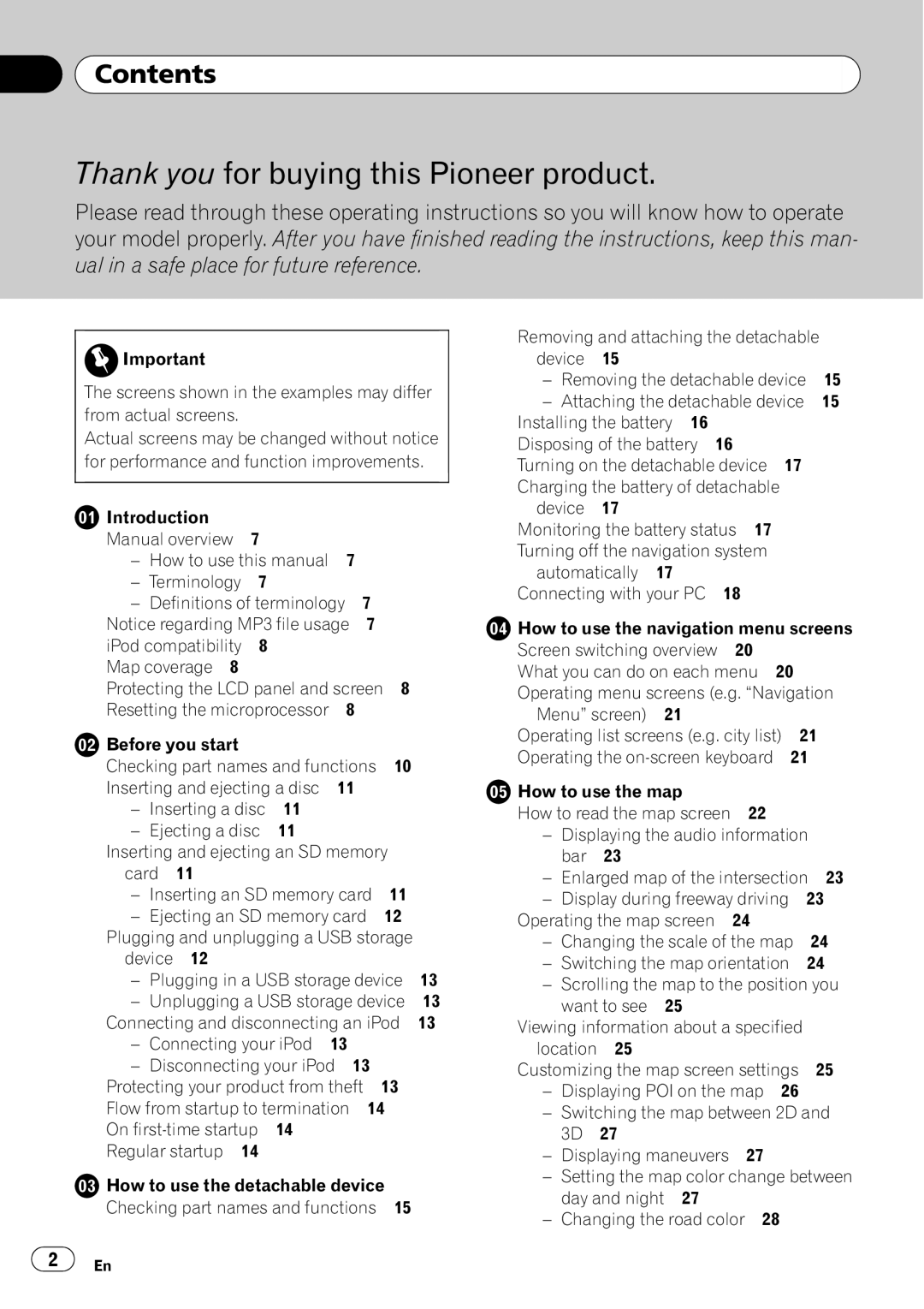 Pioneer AVIC-U310BT operation manual Thank you for buying this Pioneer product, Contents 