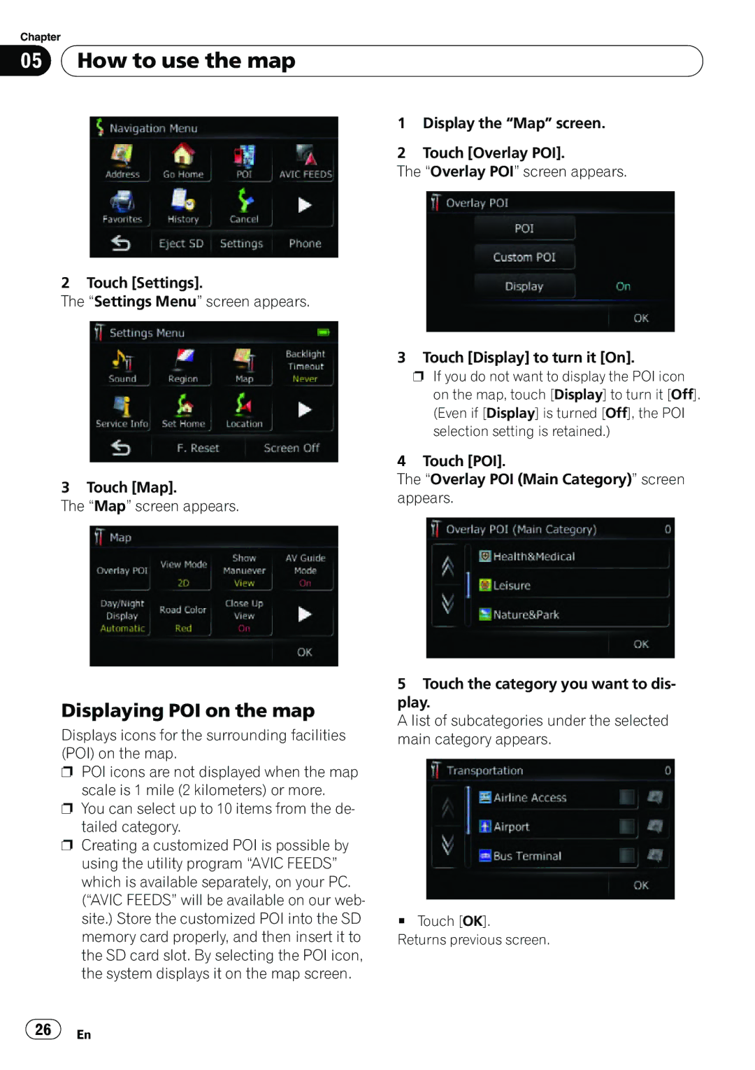 Pioneer AVIC-U310BT operation manual Displaying POI on the map 