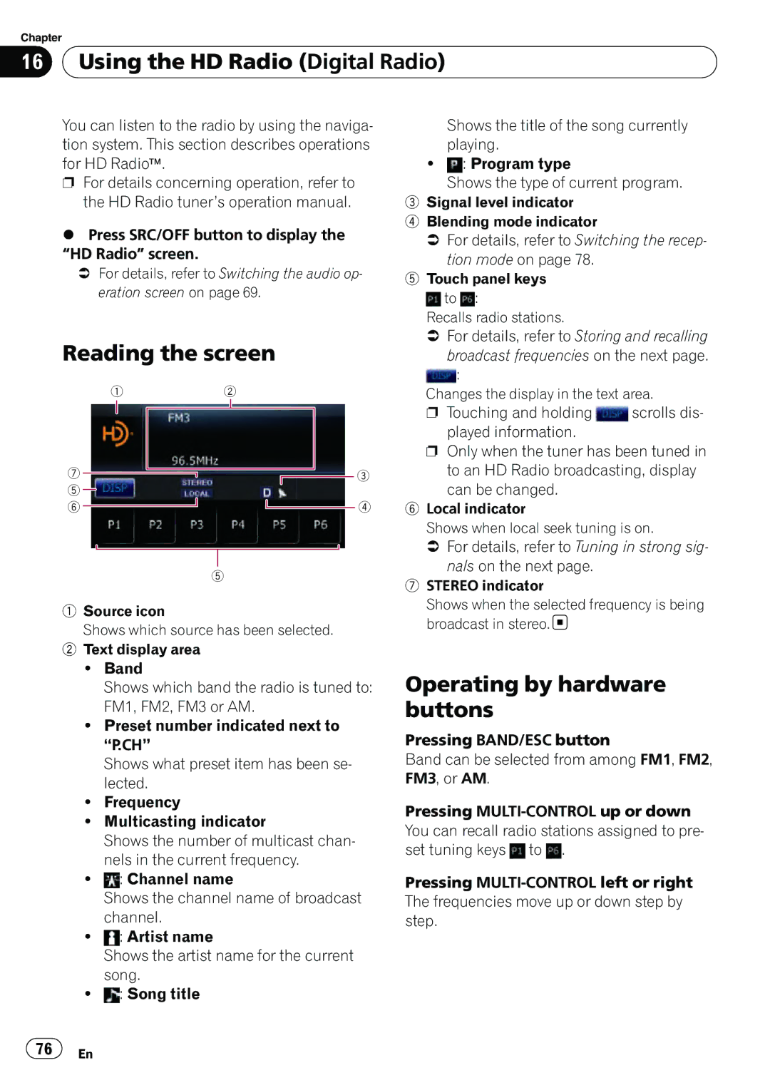 Pioneer AVIC-U310BT operation manual Using the HD Radio Digital Radio 