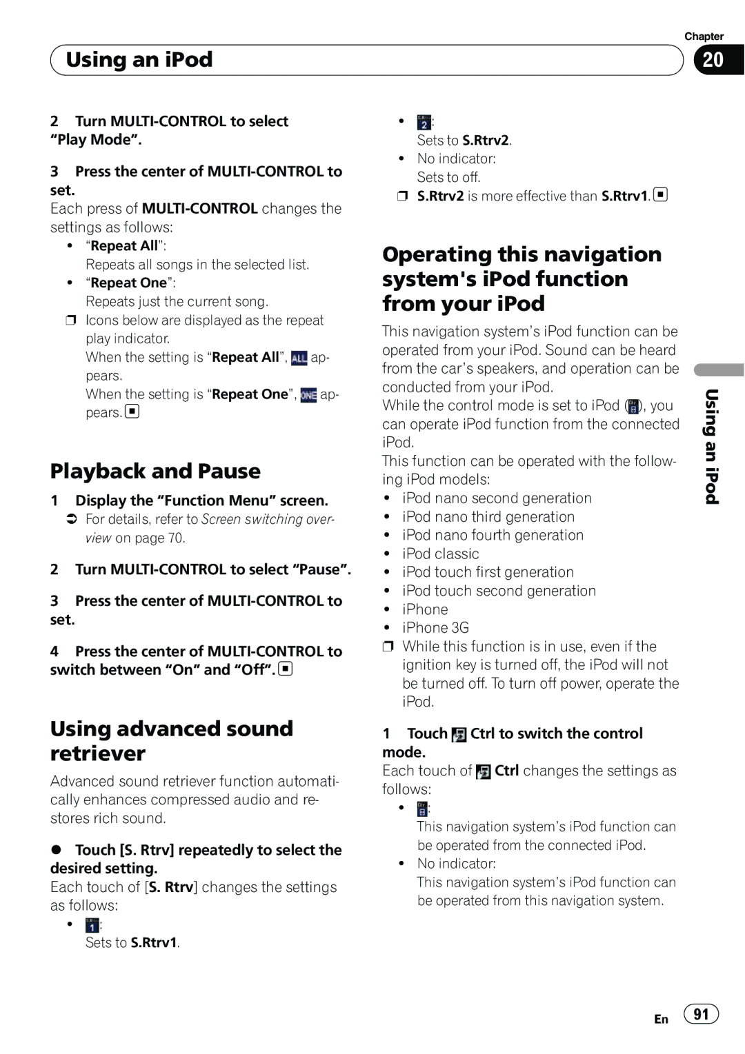 Pioneer AVIC-U310BT operation manual Playback and Pause 