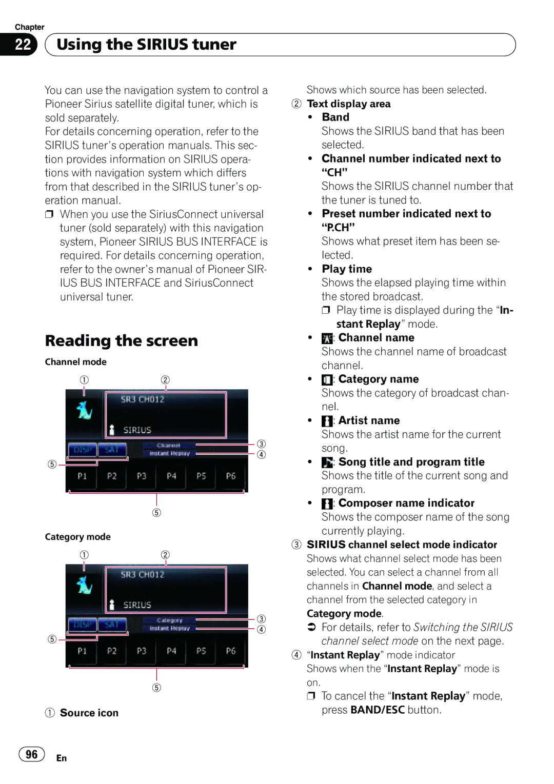 Pioneer AVIC-U310BT operation manual Using the Sirius tuner 