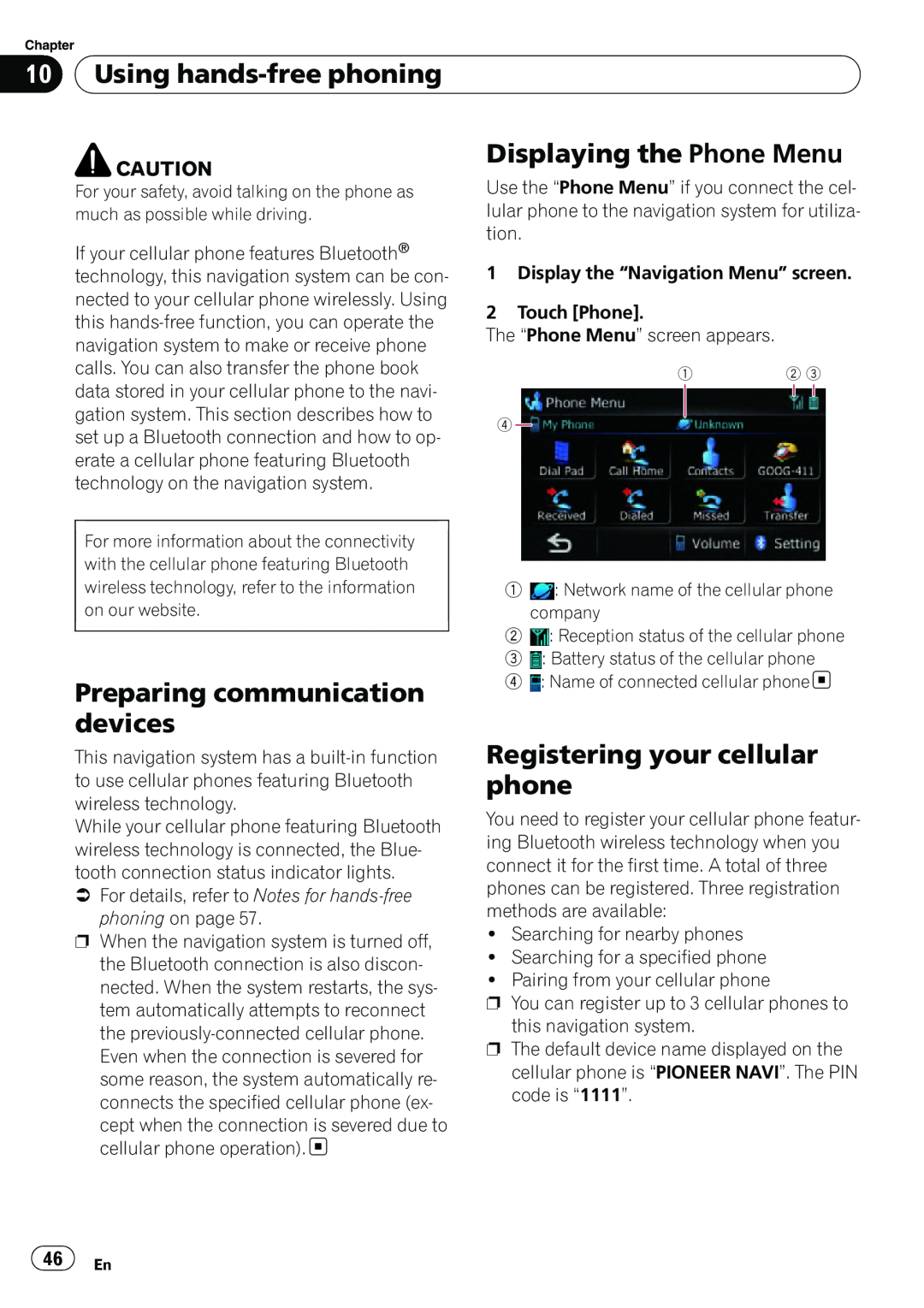 Pioneer AVIC-U310BT operation manual Using hands-freephoning, Displaying the Phone Menu, Preparing communication, devices 