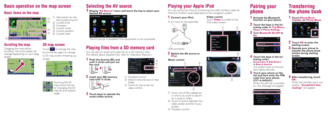 Pioneer AVIC-X910BT quick start Pairing your Transferring, Phone book, Playing files from a SD memory card 