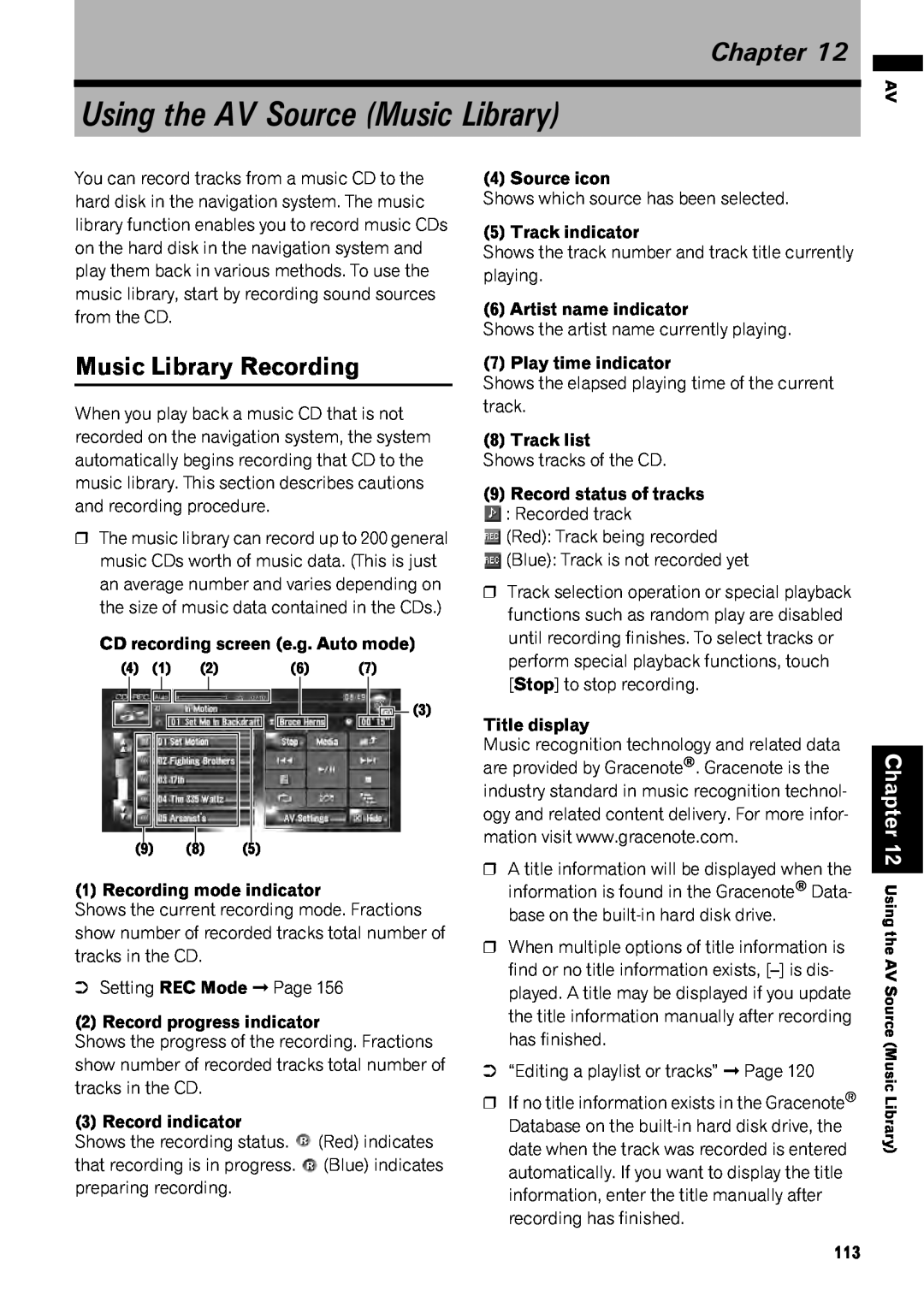 Pioneer AVIC-Z1 operation manual Using the AV Source Music Library, Music Library Recording, Chapter 