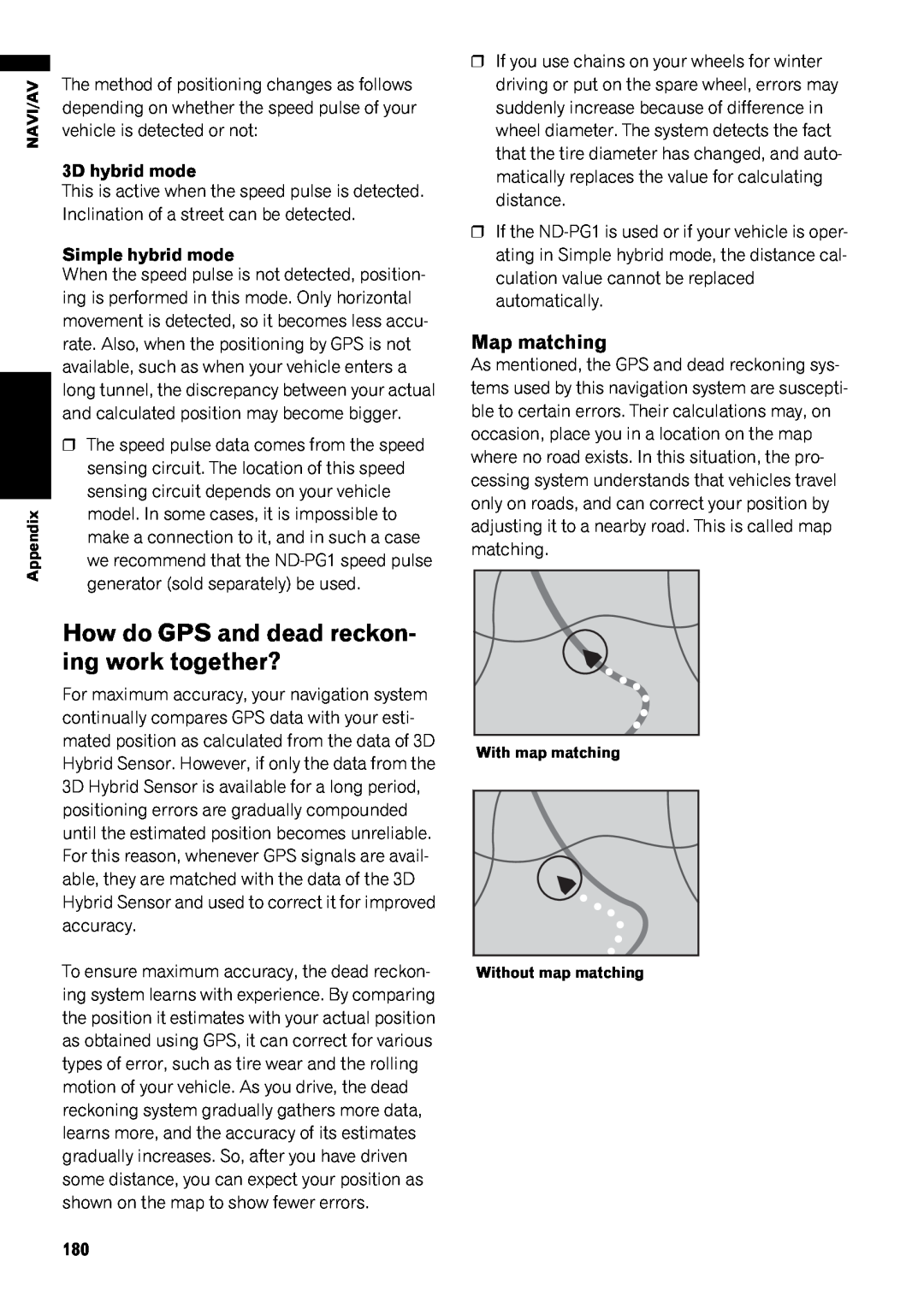 Pioneer AVIC-Z1 operation manual How do GPS and dead reckon- ing work together?, Map matching 