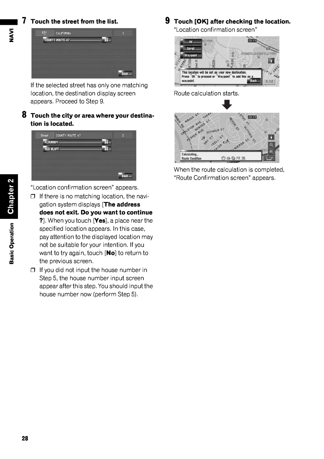 Pioneer AVIC-Z1 operation manual Chapter, Touch the street from the list 