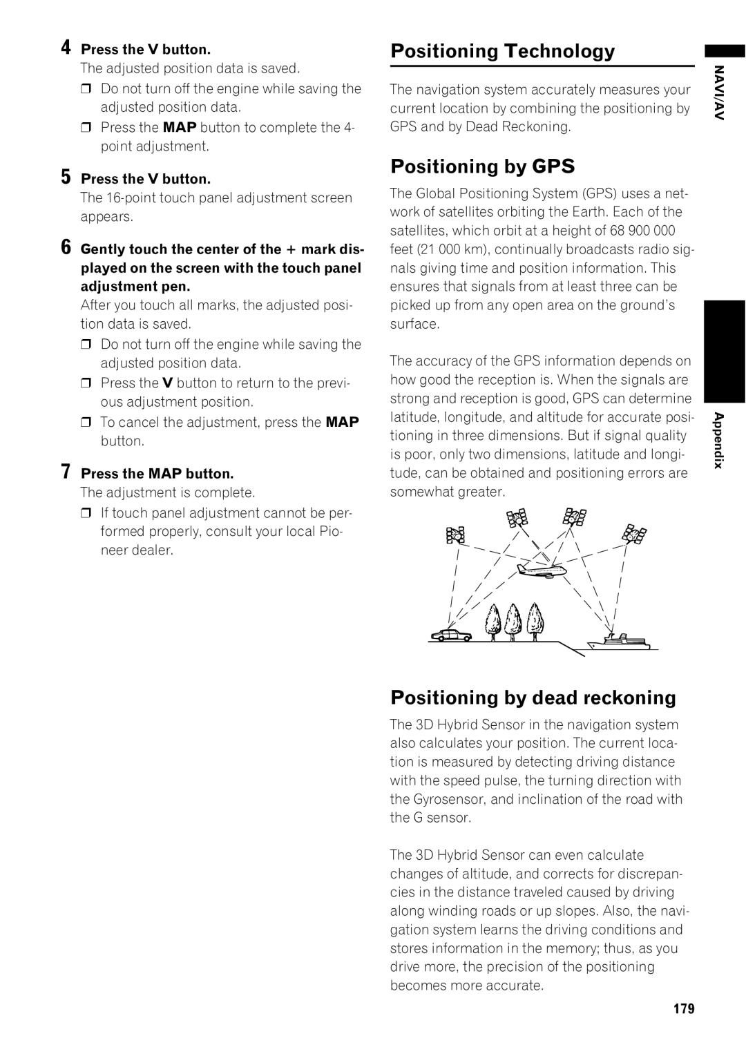 Pioneer AVIC-Z1 operation manual Positioning Technology, Positioning by GPS, Positioning by dead reckoning 