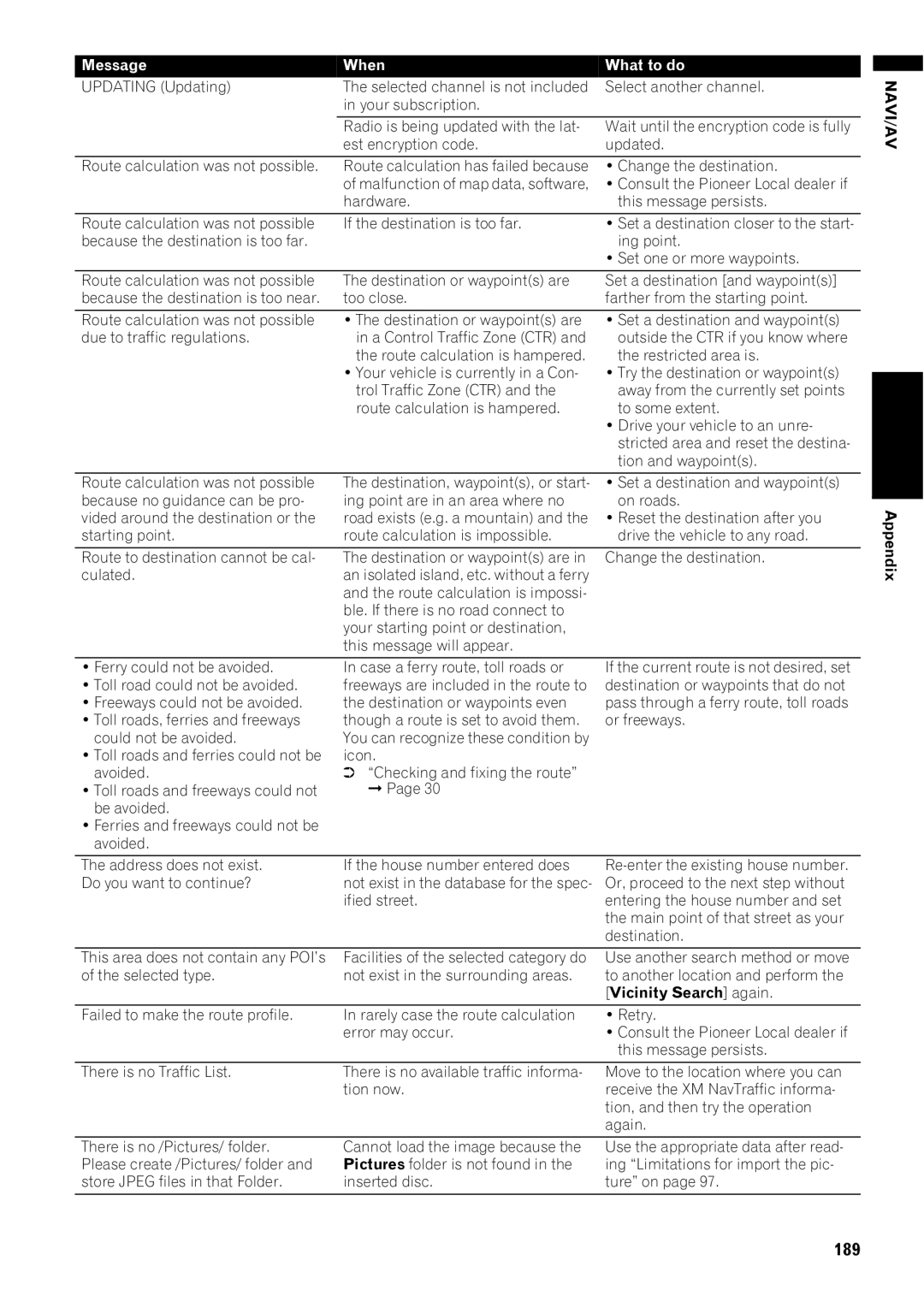 Pioneer AVIC-Z1 operation manual 189 