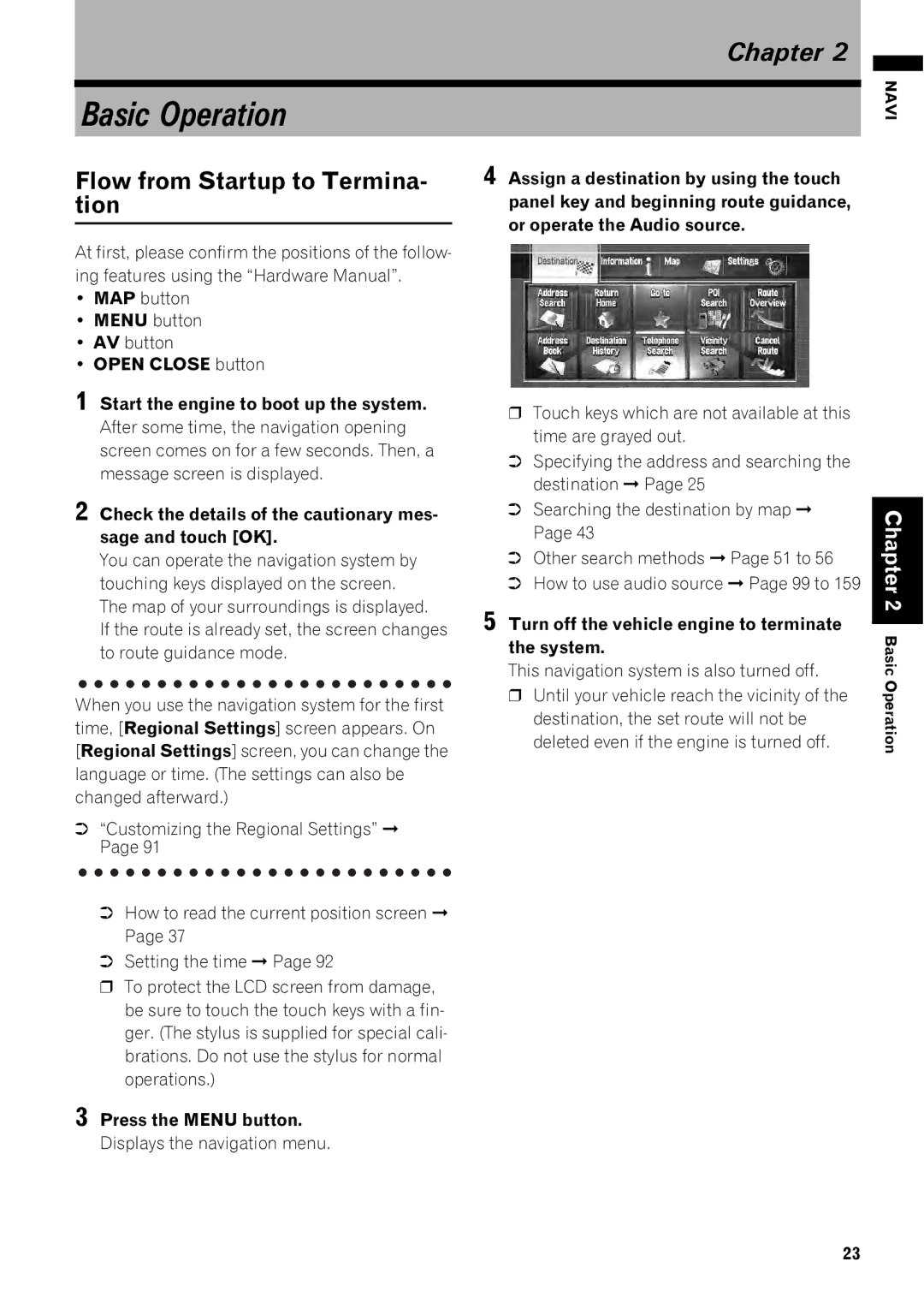 Pioneer AVIC-Z1 operation manual Basic Operation, Flow from Startup to Termina, Tion 