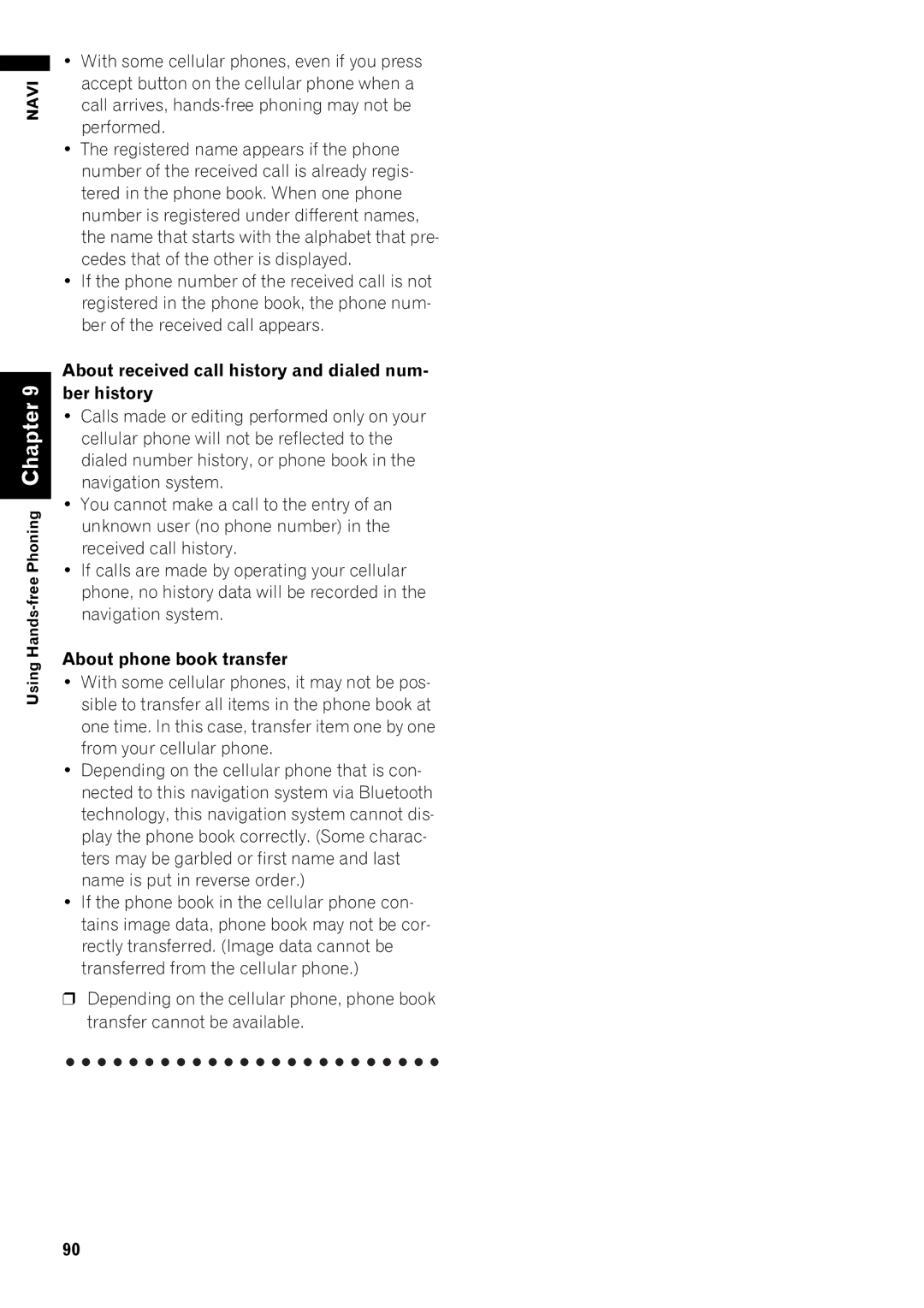 Pioneer AVIC-Z1 operation manual Using Hands-free Phoning Chapter 