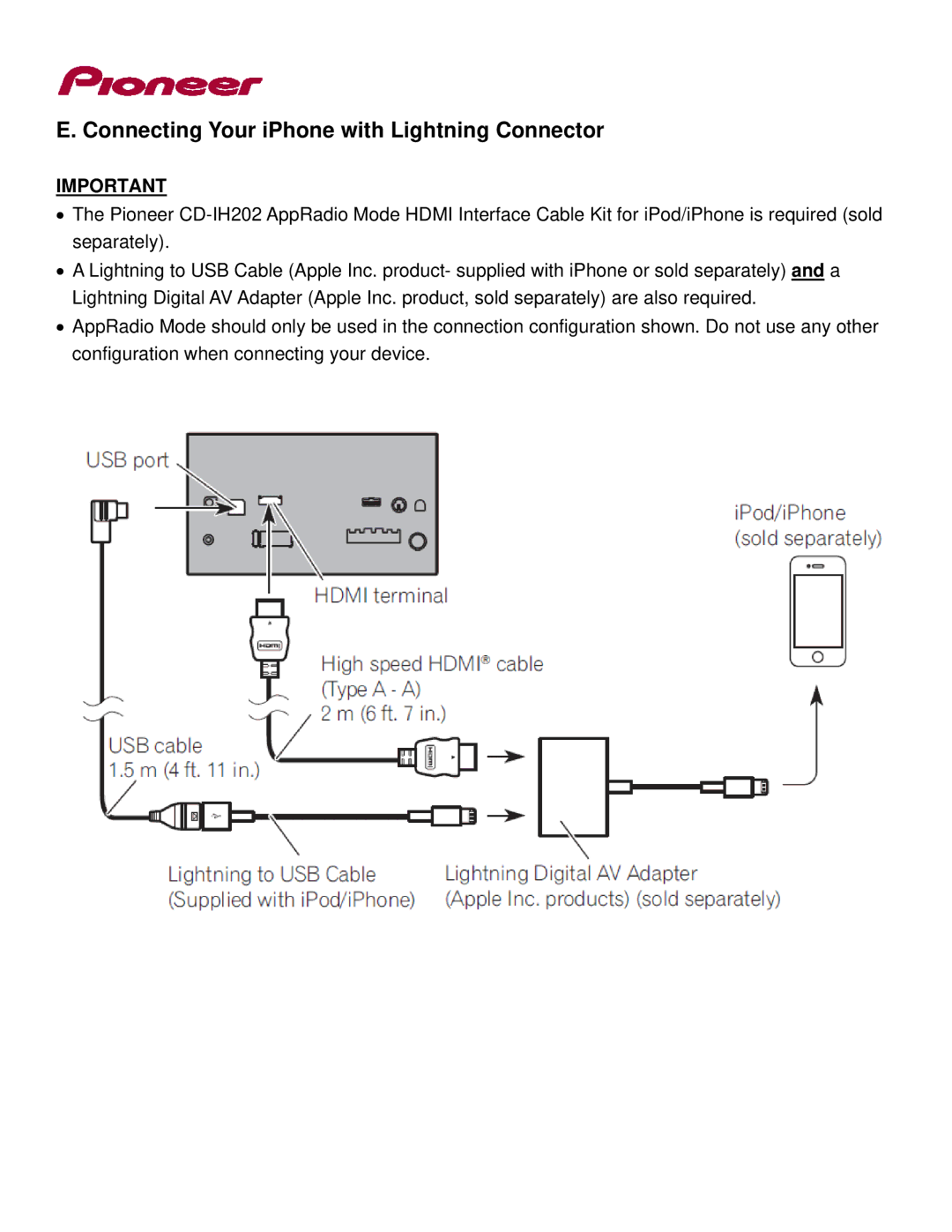 Pioneer AVIC-Z150BH, AVIC-X950BH manual Connecting Your iPhone with Lightning Connector 