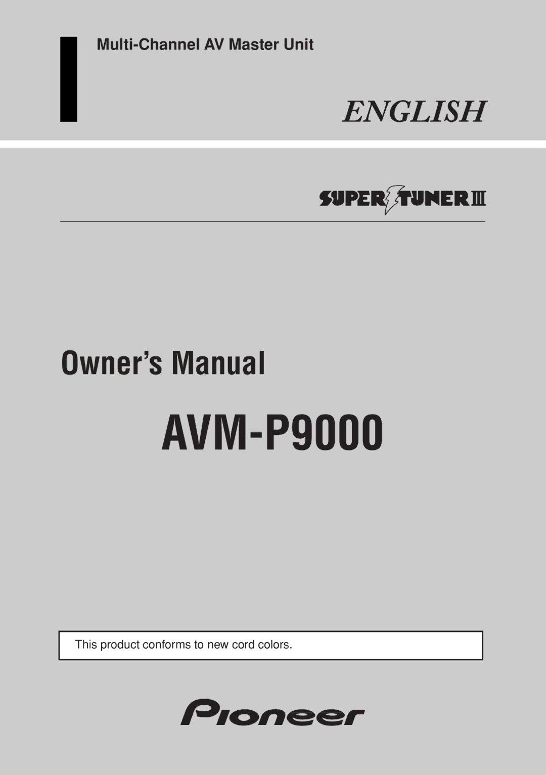 Pioneer AVM-P9000 owner manual 