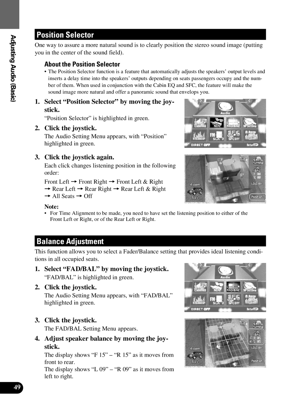 Pioneer AVM-P9000 owner manual Balance Adjustment, About the Position Selector 