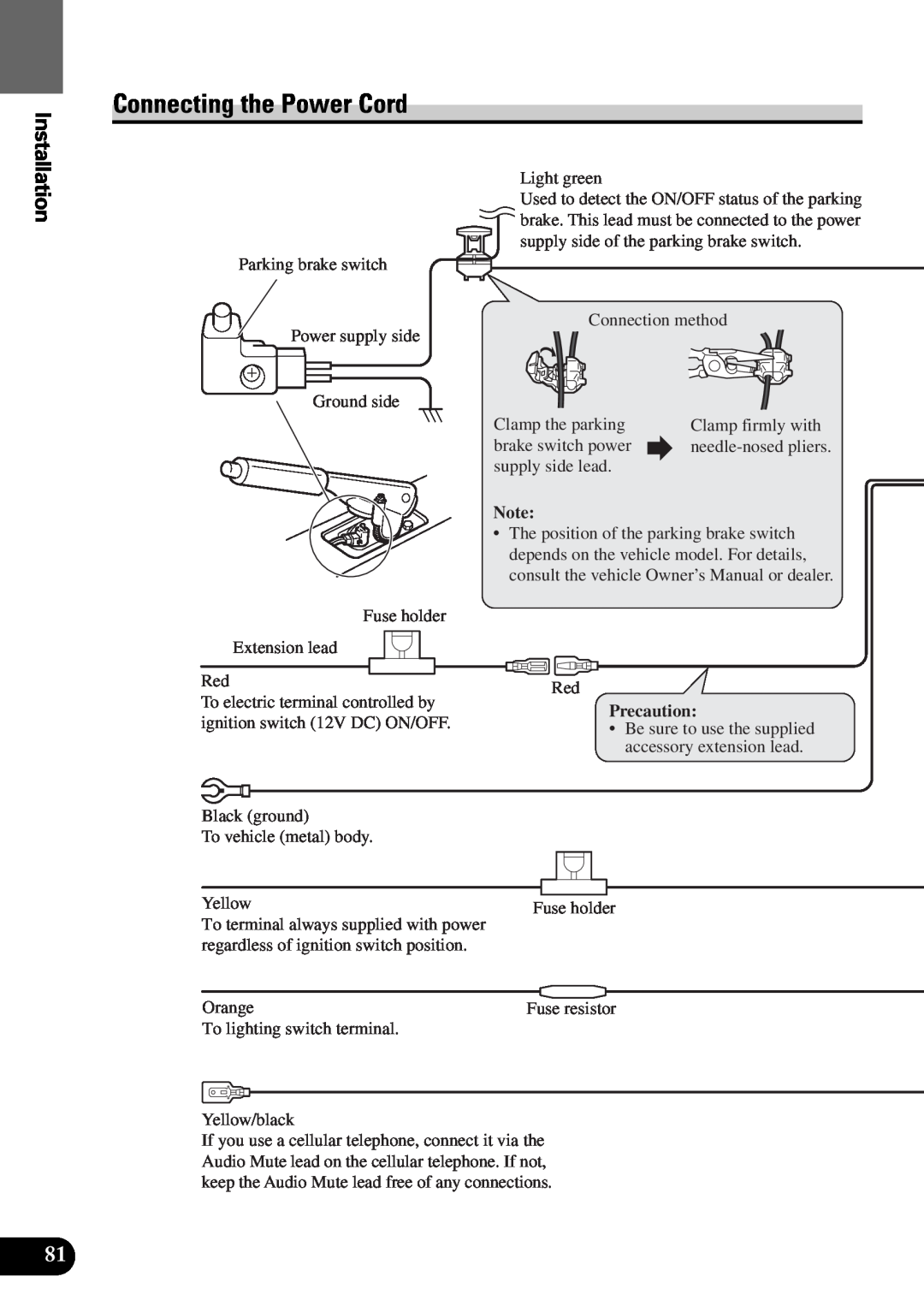 Pioneer AVM-P9000 owner manual Connecting the Power Cord, Installation, Precaution 