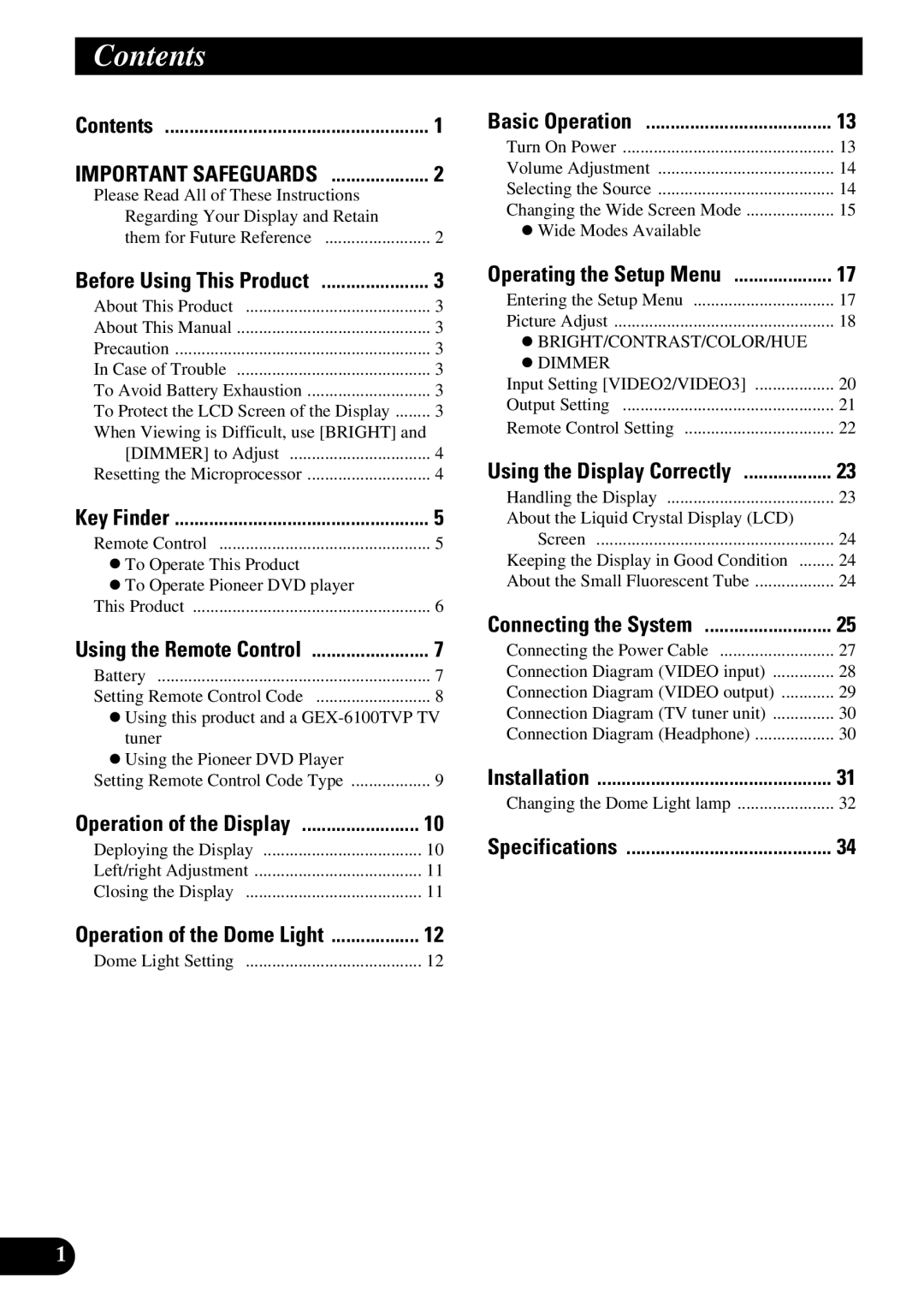 Pioneer AVR-W6100 owner manual Contents 