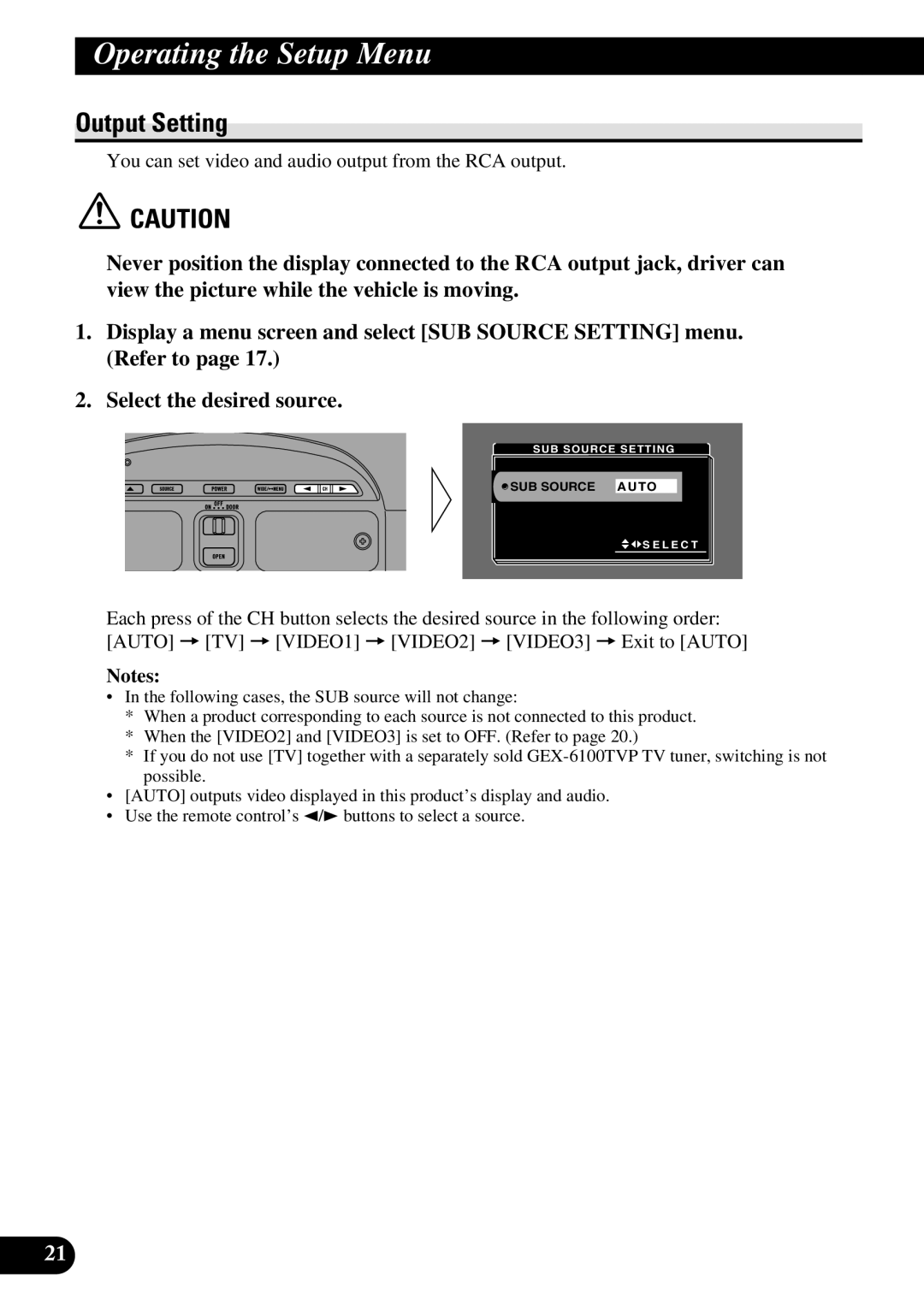 Pioneer AVR-W6100 owner manual Output Setting 