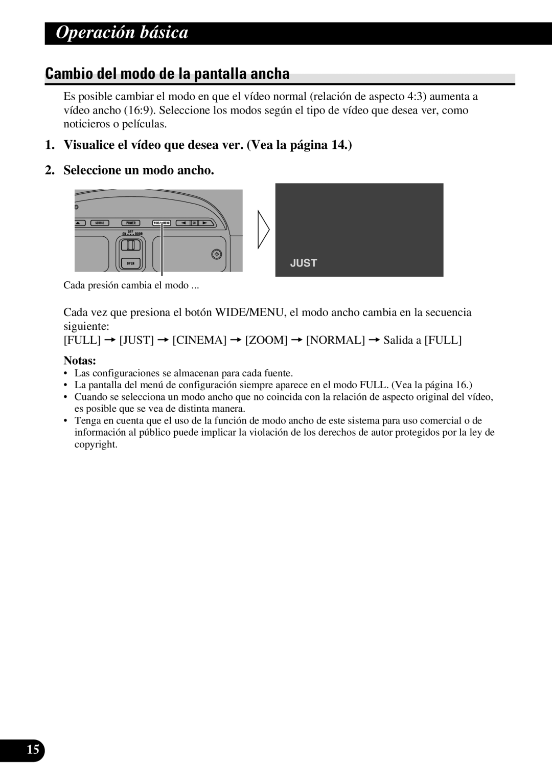 Pioneer AVR-W6100 owner manual Cambio del modo de la pantalla ancha 