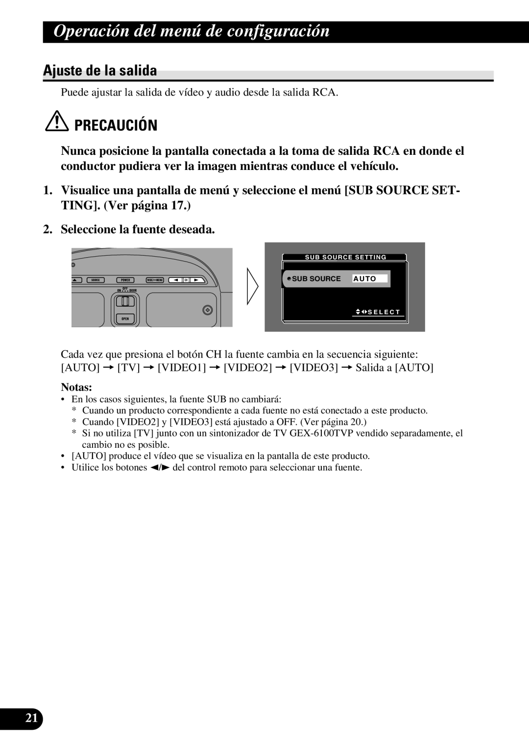 Pioneer AVR-W6100 owner manual Ajuste de la salida, Precaución 