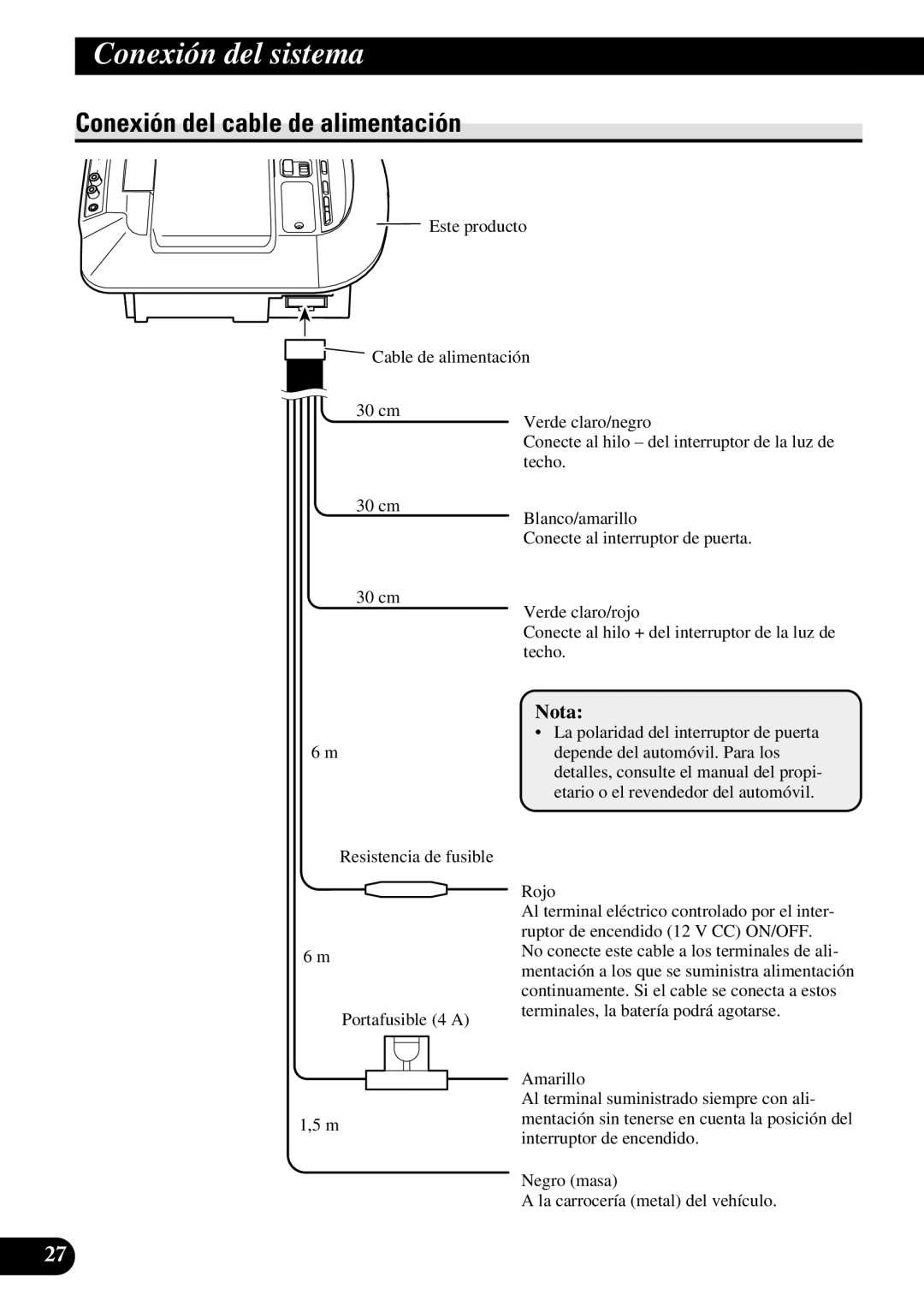 Pioneer AVR-W6100 owner manual Conexión del cable de alimentación, Rojo 