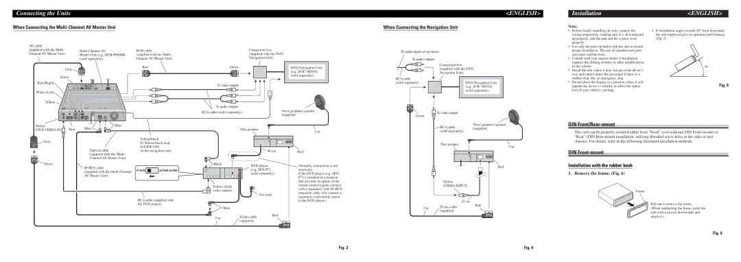 Pioneer AVX-7300 DIN Front/Rear-mount, DIN Front-mount, When Connecting the Multi-Channel AV Master Unit 