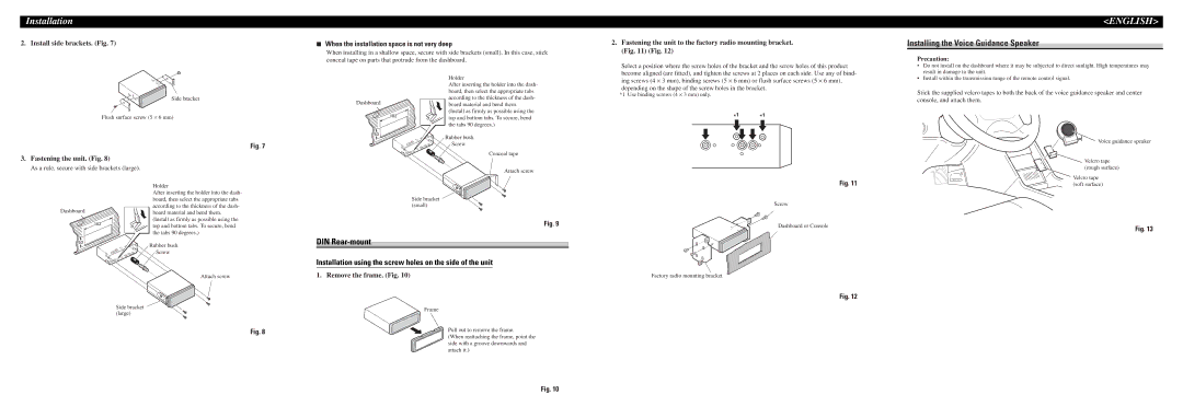 Pioneer AVX-7300 Installing the Voice Guidance Speaker, DIN Rear-mount, When the installation space is not very deep 