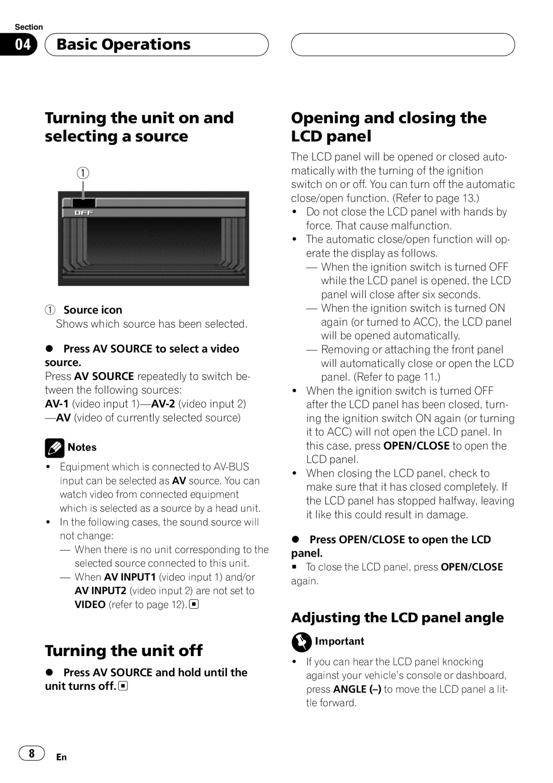 Pioneer AVX-7650 operation manual 